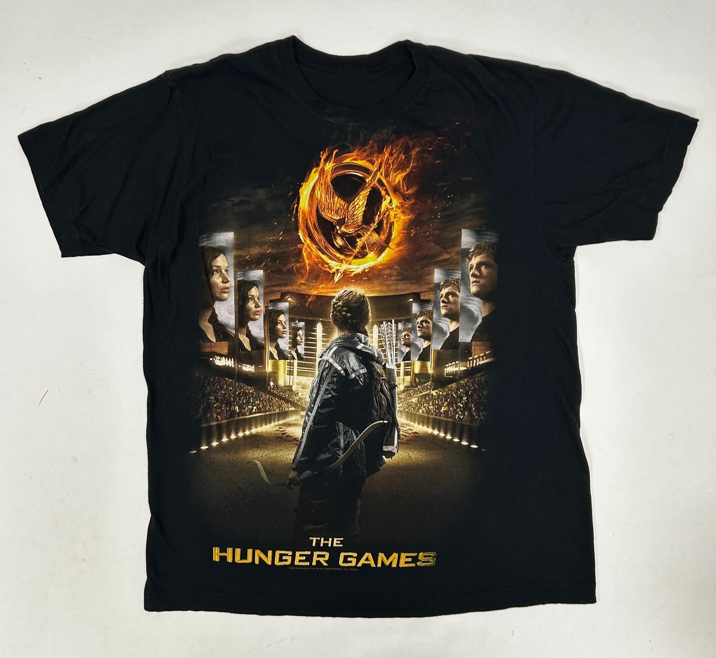 Vintage The Hunger Games Movie Promo 2012 Original Shirt Featuring Katniss Peeta Large 21.25x28 Inches