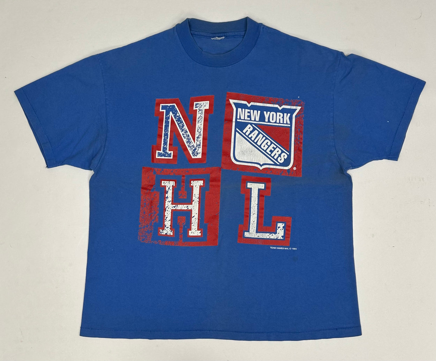 Vintage Team Hanes 1994 New York Rangers NHL Tee Great Wear XL/L Fit 23.5x27.75 Inches
