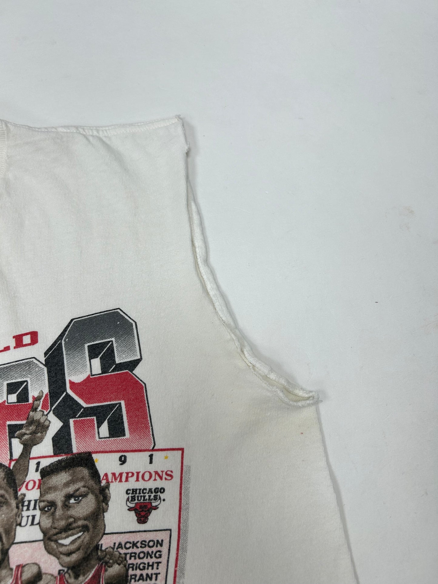 Vintage Chicago Bulls 1991 NBA Champs Caricature Team Salem Sportswear Sleeveless Chopped Tank Top Tee Medium/Small Fit