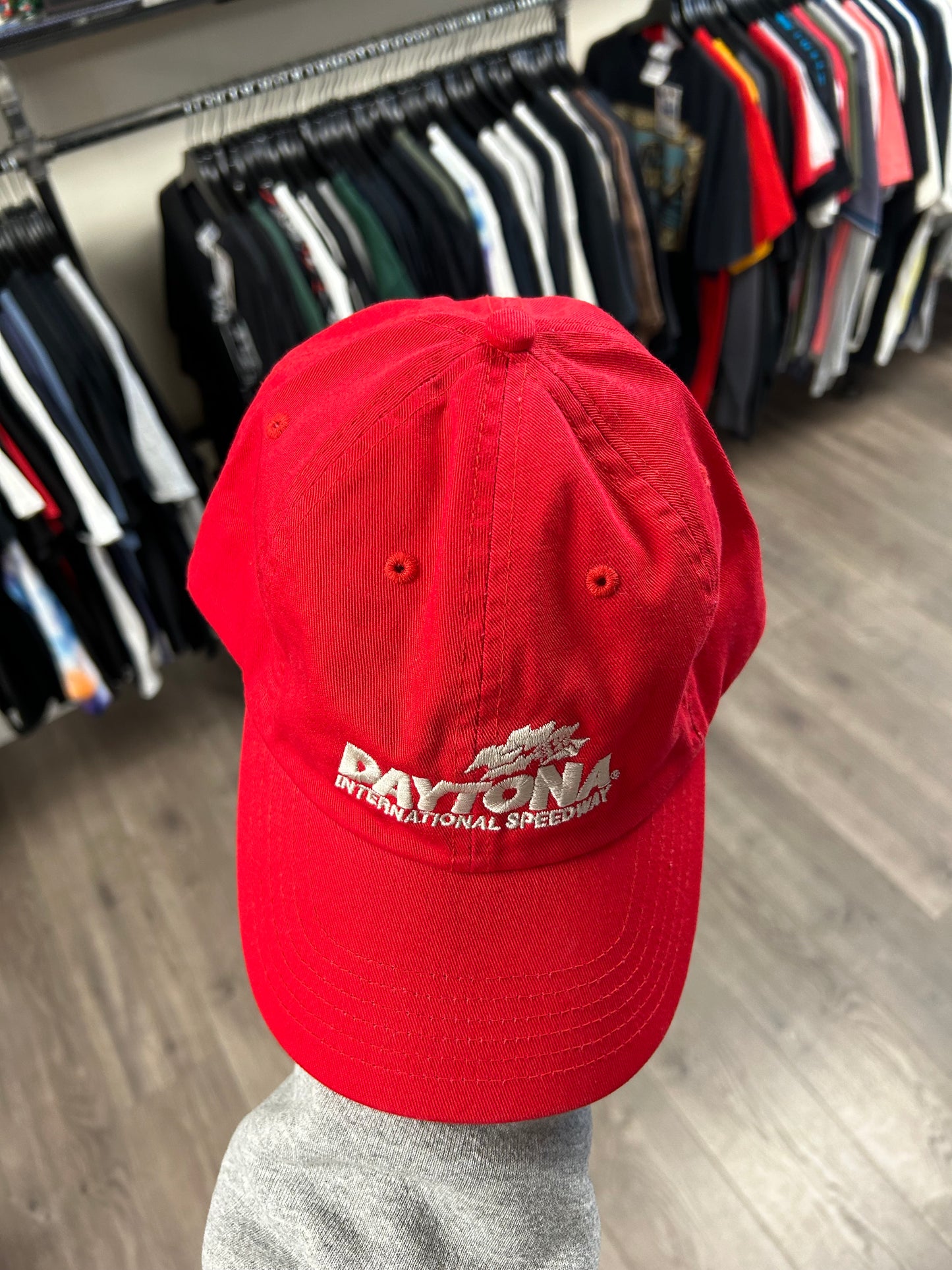 Daytona International Speedway Vintage Baseball Cap Hat Red Embroidered NASCAR