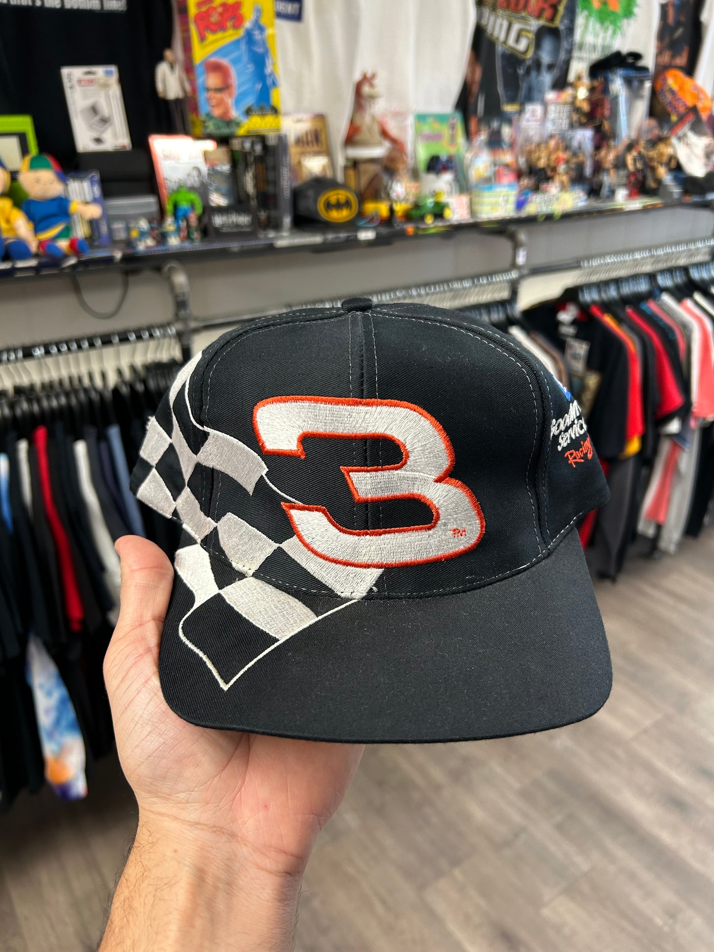 Vintage Chase Dale Earnhardt #3 Goodwrench Service NASCAR Flag Hat Snapback Cap