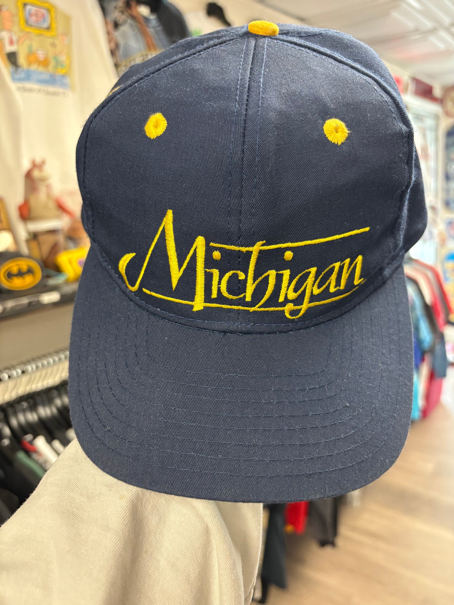 Vintage Michigan Wolverines Snapback The Game Line Blue Cap