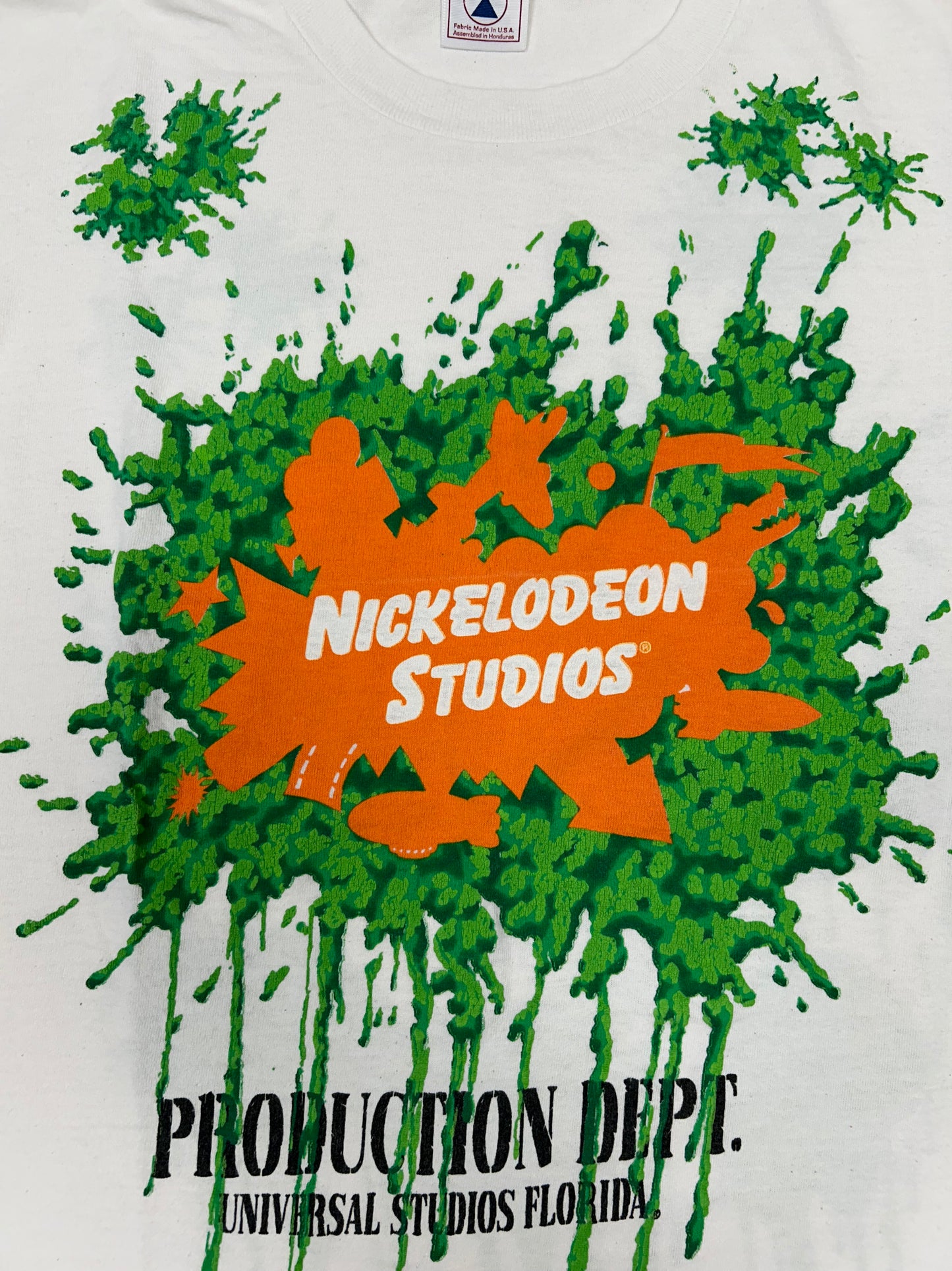 Vintage Nickelodeon Studios Production Dept. Universal Studios Slime Tee Large 22.5x28.75 Inches