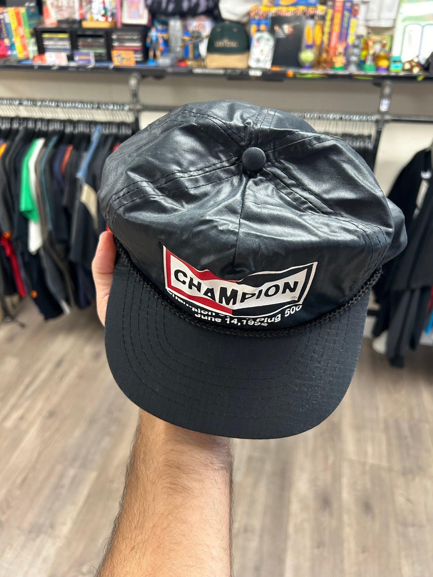 Vintage 1992 Champion Spark Plug 500 NASCAR Racing Rope SnapBack Cap