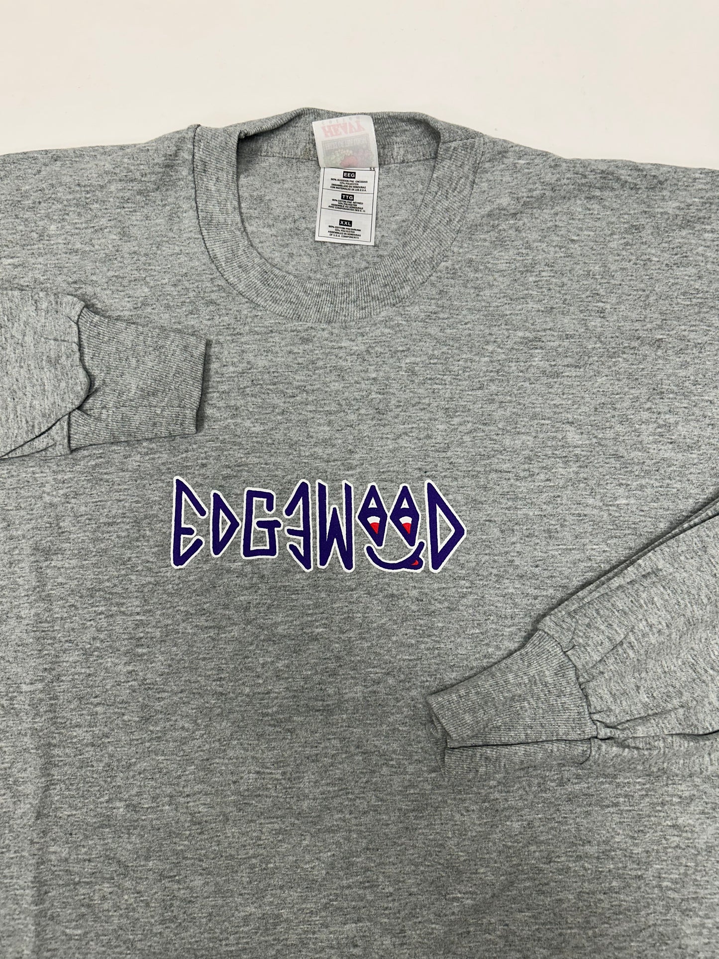 Edgewood NJ first edition “Deeper Than The Roots.” Long Sleeve Tee 2XL 25.5x32.5 Inches Gray Fruit Of The Loom 90/10 Blend Honduras