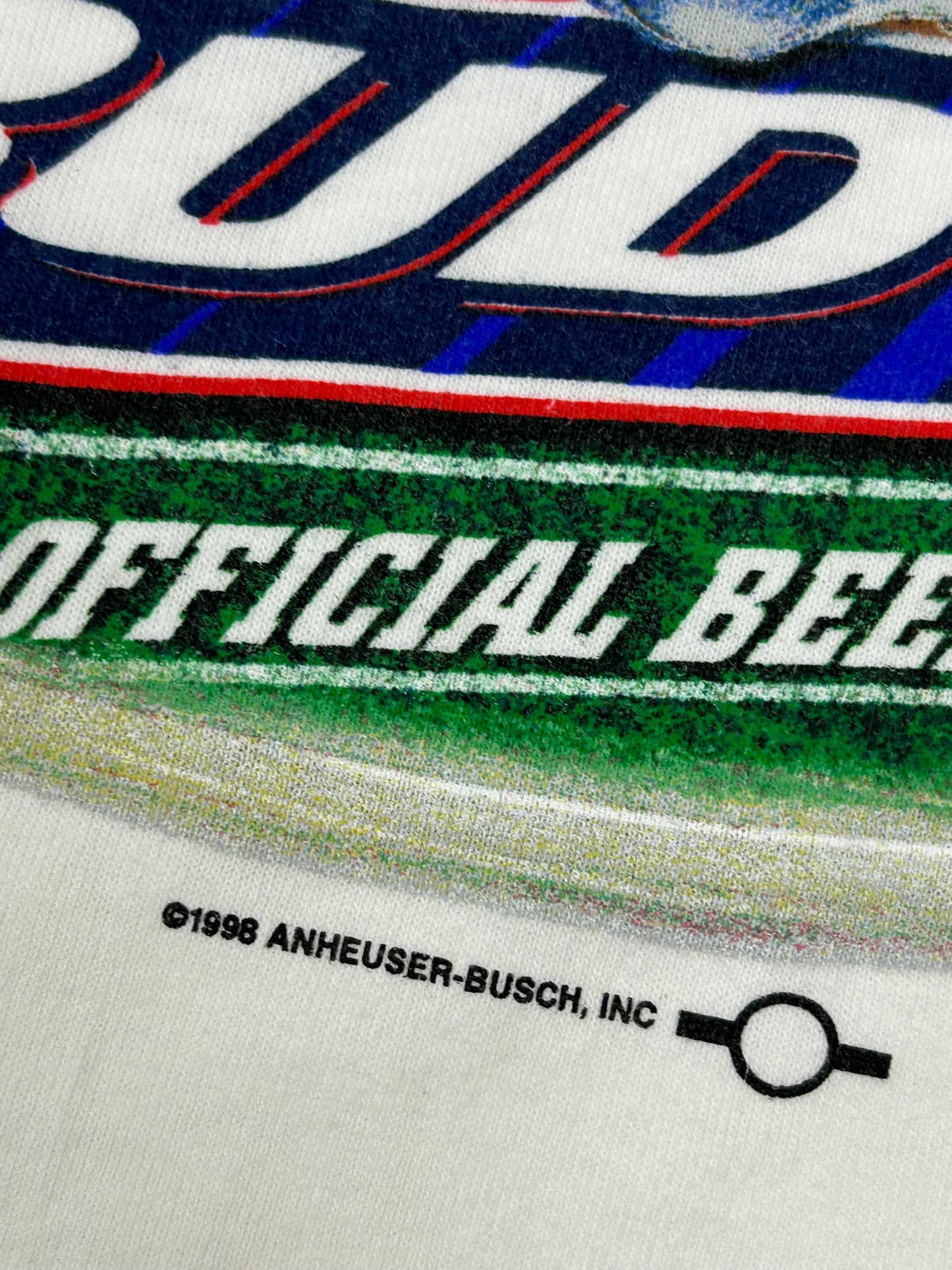 Vintage 1998 Anheuser-Busch Bud Light & Budweiser Official Beers Of Football Promo Tee XL 24.25x28.75 Inches