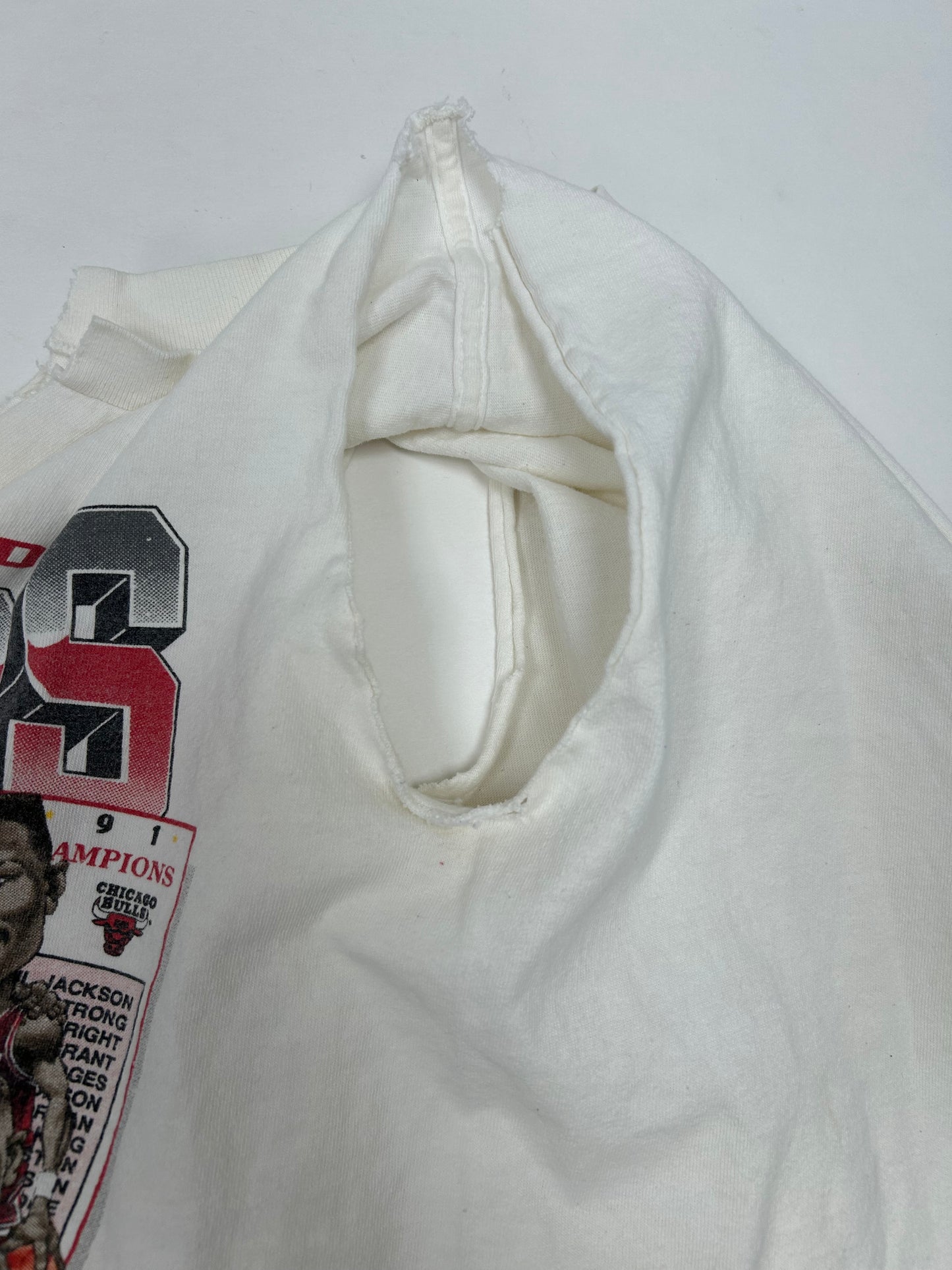 Vintage Chicago Bulls 1991 NBA Champs Caricature Team Salem Sportswear Sleeveless Chopped Tank Top Tee Medium/Small Fit