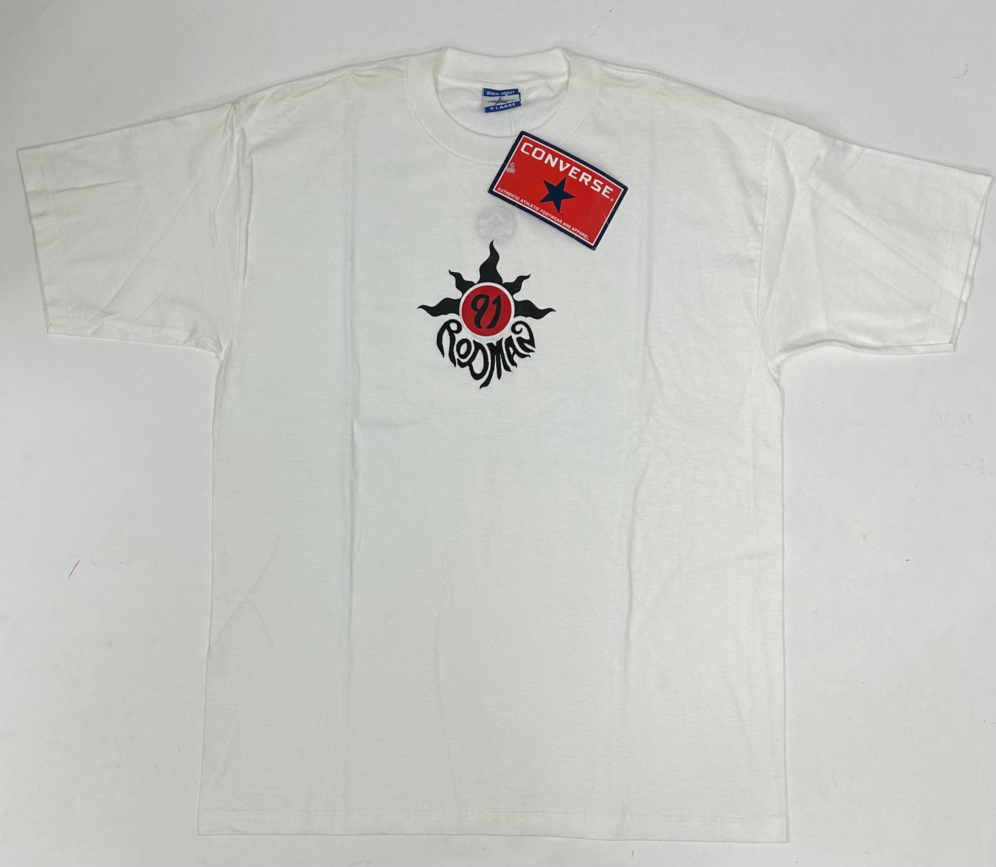 Vintage Dennis Rodman Converse All Star Chuck Taylor Chicago Bulls 91 Logo Shirt Tagged XL 23.5x31.75 Inches Brand New With Tags As Is