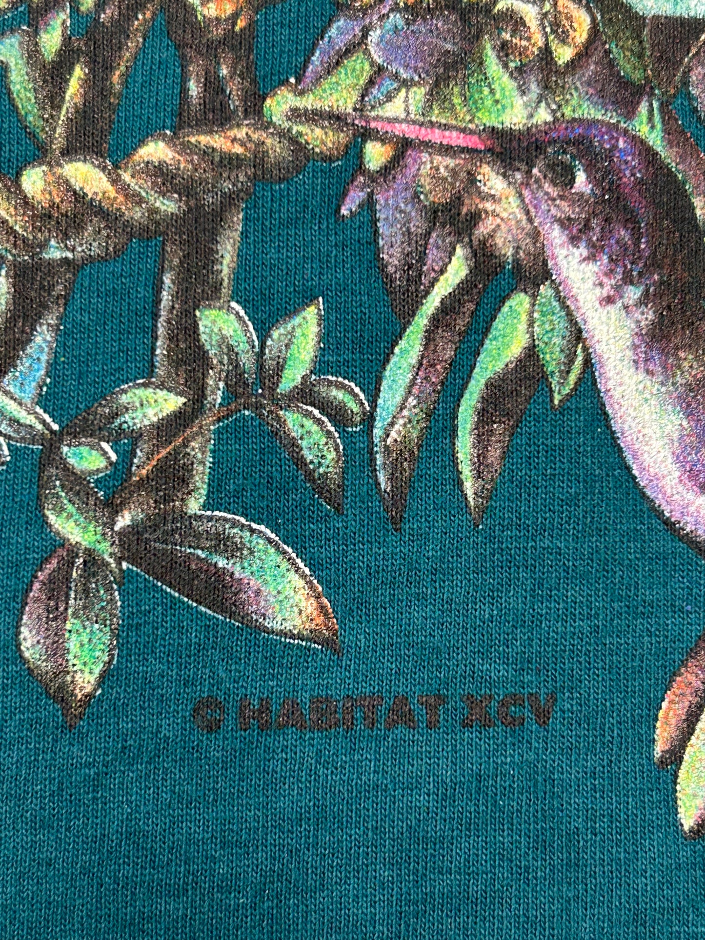 Vintage Bronx Zoo Habitat Rainforest Animal All Over Print Blue T Shirt 90s NYC XL 23.75x31 Inches