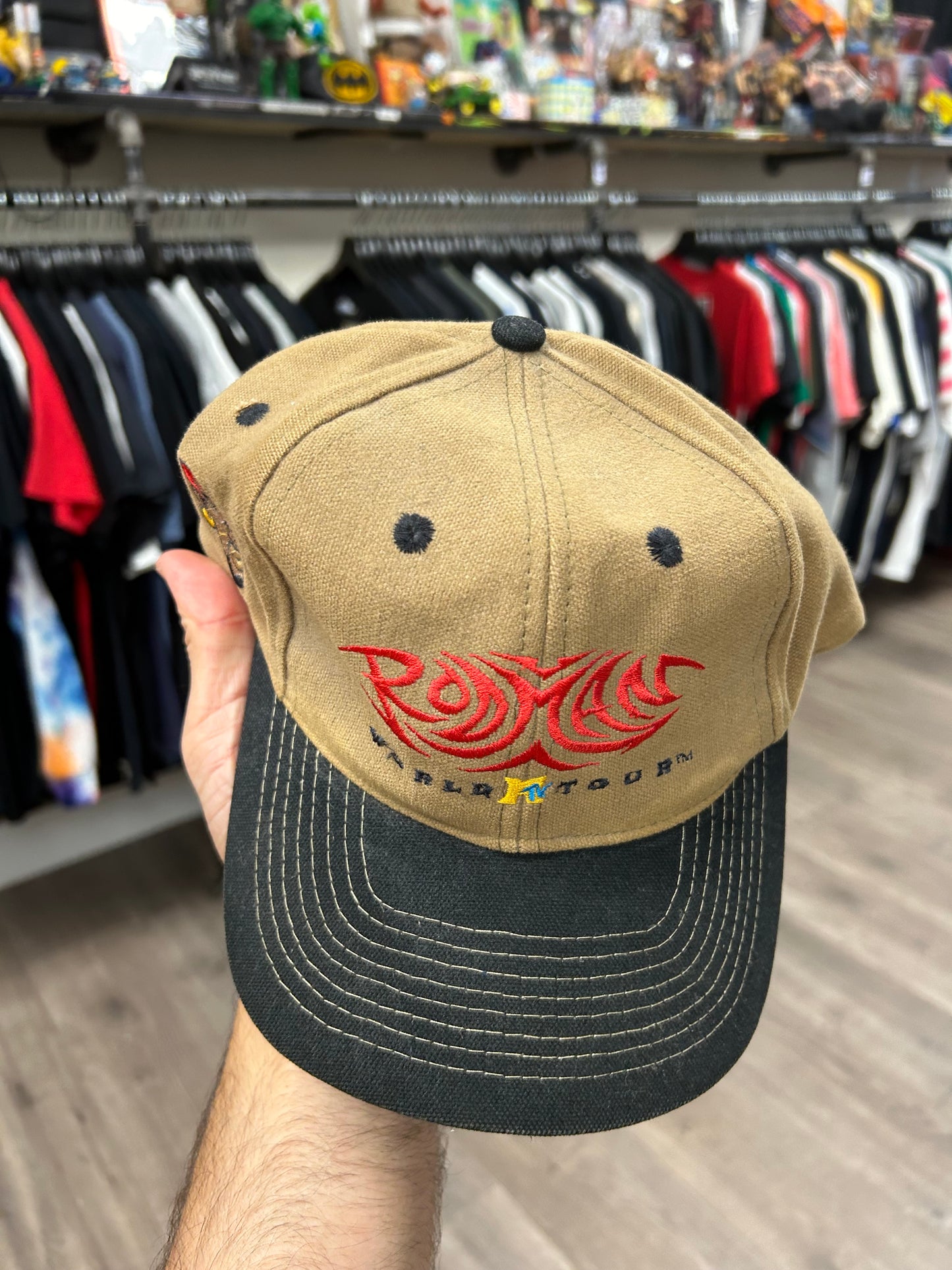 Broken Strap Vintage Dennis Rodman MTV World Tour Tattoo Logo Hat Rodman Rare Needs Repair 96
