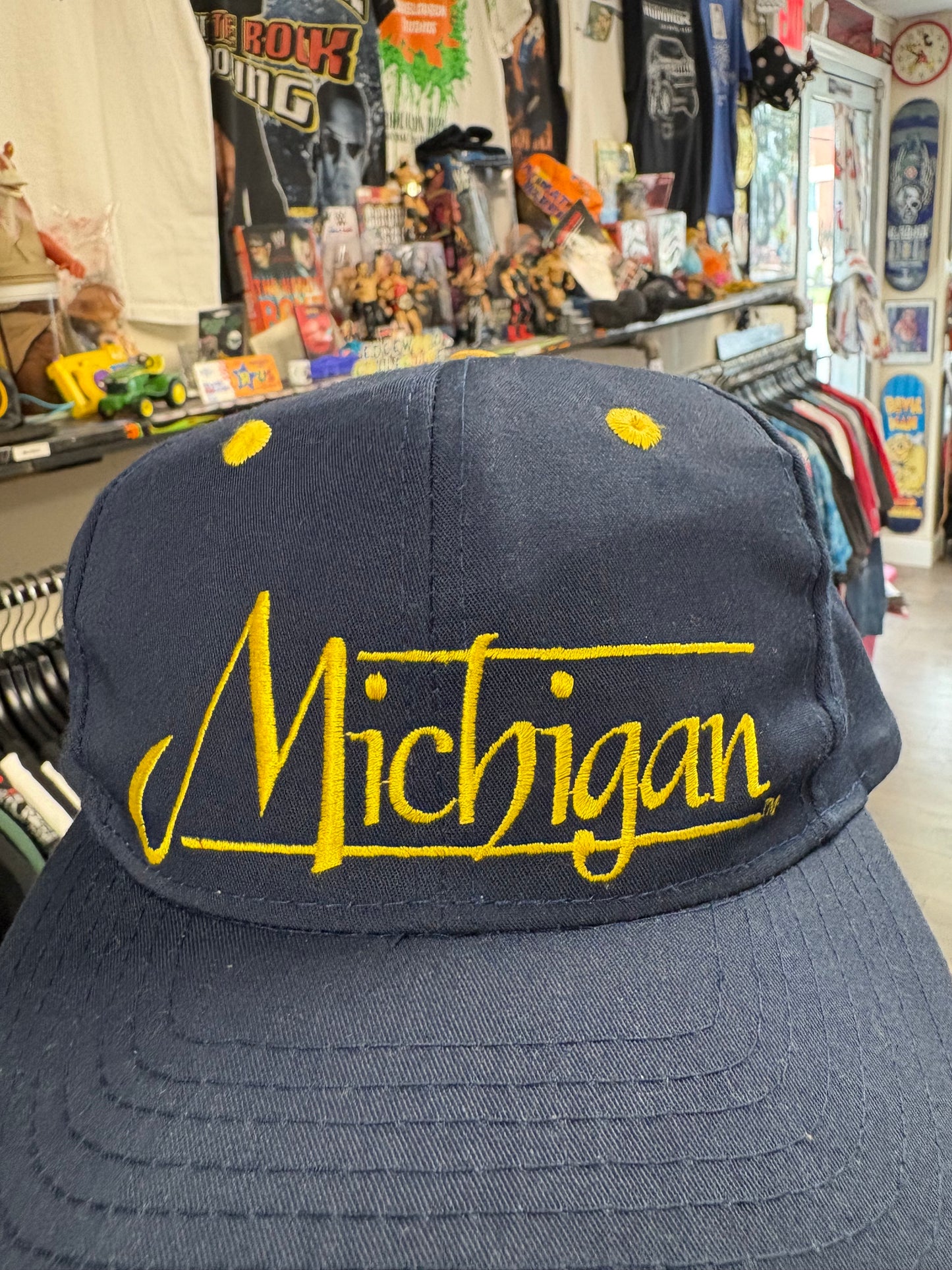 Vintage Michigan Wolverines Snapback The Game Line Blue Cap