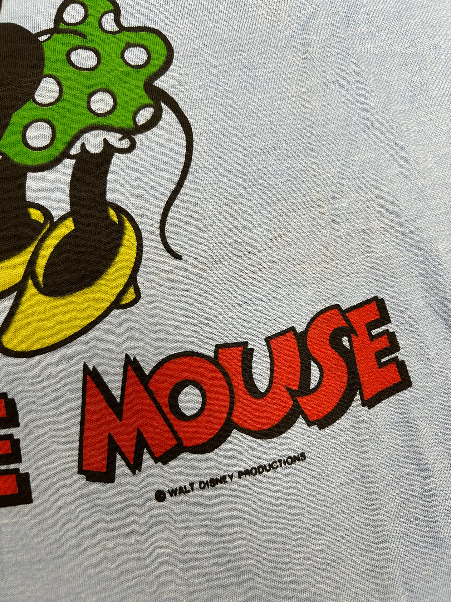 Vintage 70s Tropix Togs Double Sided Minnie Mouse Single Stitch Tagged Large Fits Medium 19.75x29.5 Inches Blue New