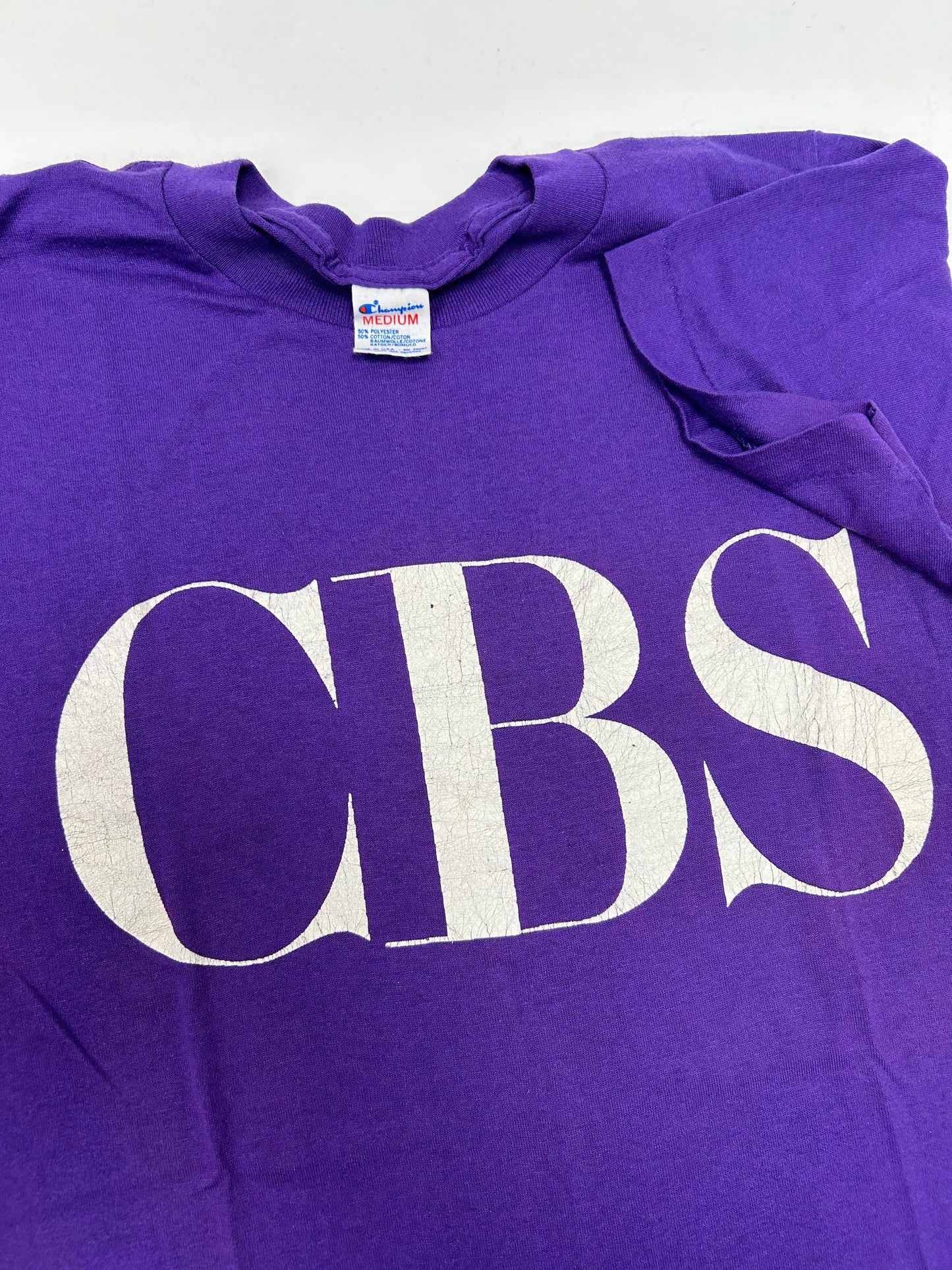 Vintage Champion CBS TV Broadcasting T-Shirt News Sports Shows 16.25x27.75 Inches XS/ Small