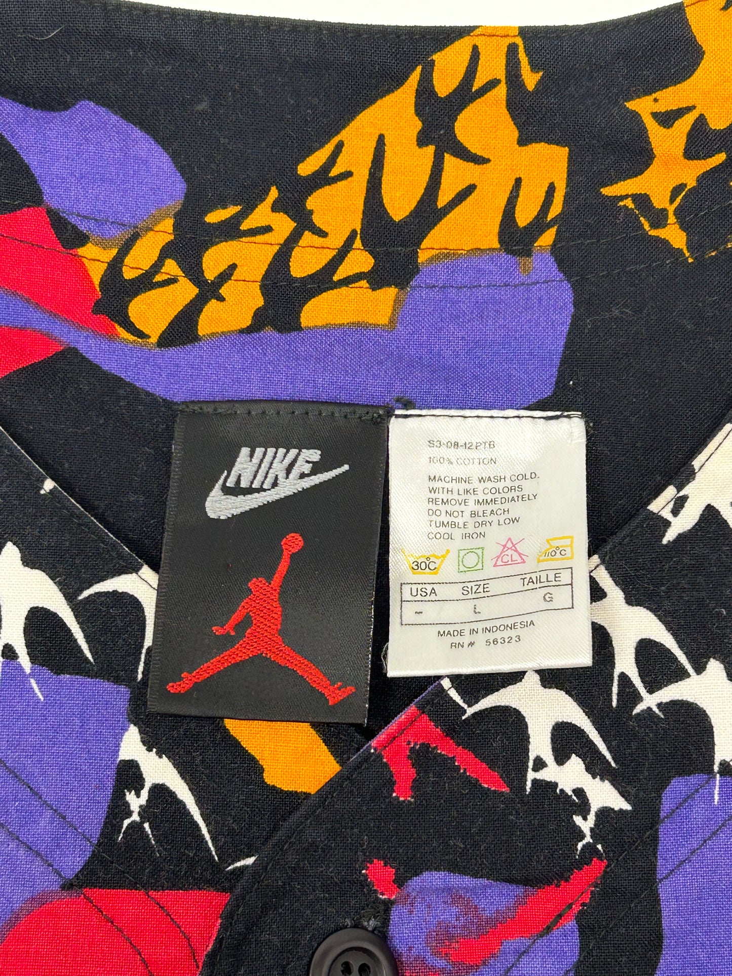 Vintage Nike Air Jordan Baseball Jersey Stitched Sewn Aqua VIII 8 1993 AOP Rare Large 24.75x29.75/32 Inches