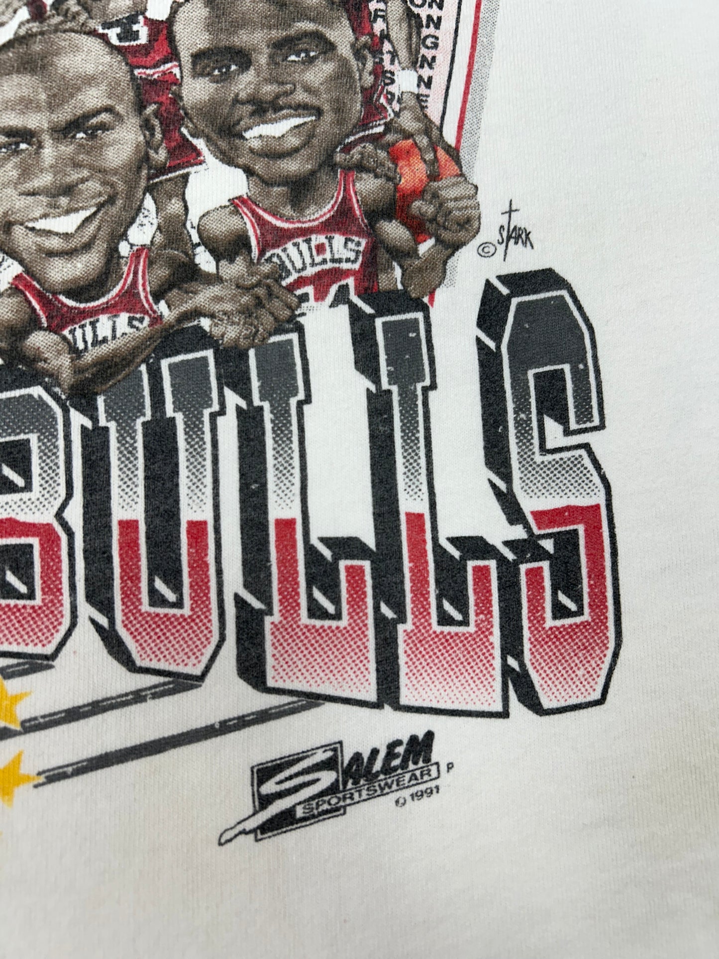 Vintage Chicago Bulls 1991 NBA Champs Caricature Team Salem Sportswear Sleeveless Chopped Tank Top Tee Medium/Small Fit