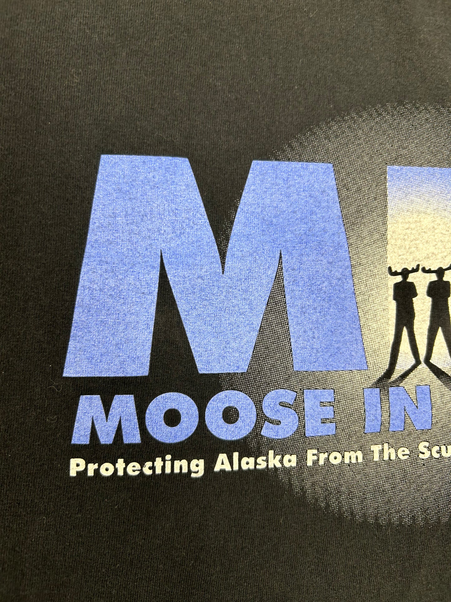 Vintage 2003 Moose In Black Movie Spoof Shirt Nature Alaska Y2K MIB Size Large 22.75x29.5