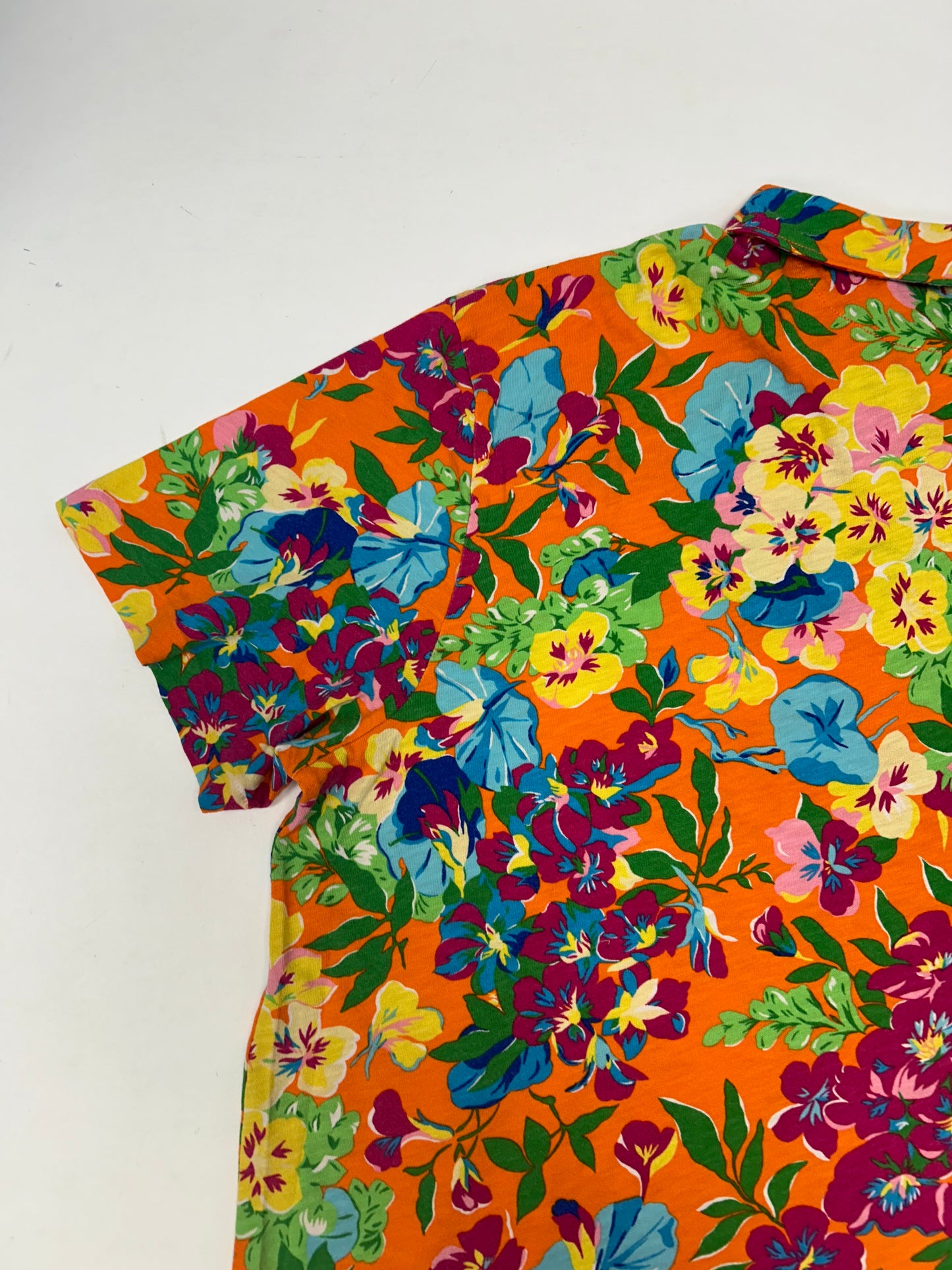 Vintage Polo Ralph Lauren Floral Pattern Hawaiian Polo Shirt XL Orange PCO-22W