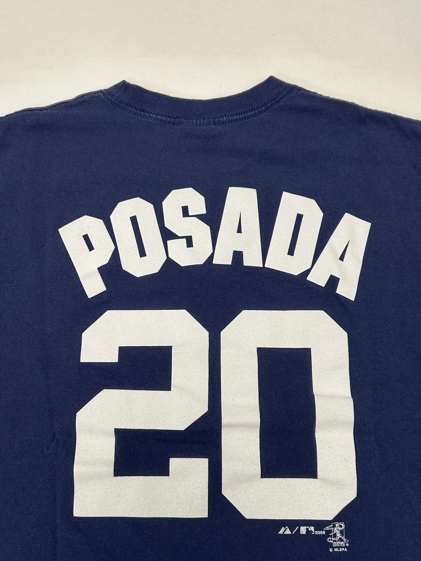 Vintage 00s Majestic New York Yankees Jorge Posada #20 MLB Player Navy Tee Medium