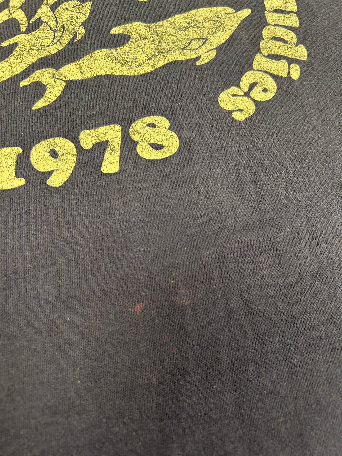 Vintage The College Of Marine Studies 1978 Dolphin Print Tee Small 17.25x26.25 Inches
