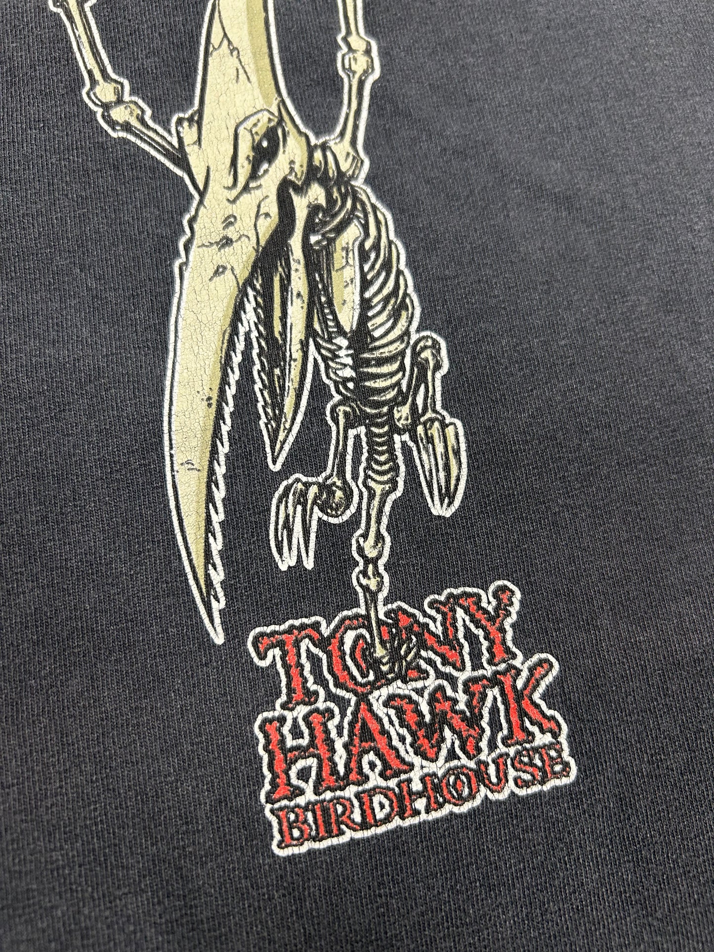 Vintage Tony Hawk Birdhouse Skateboards Pterodactyl Skelton Skate Long Sleeve Large 21.5x28.5 Inches