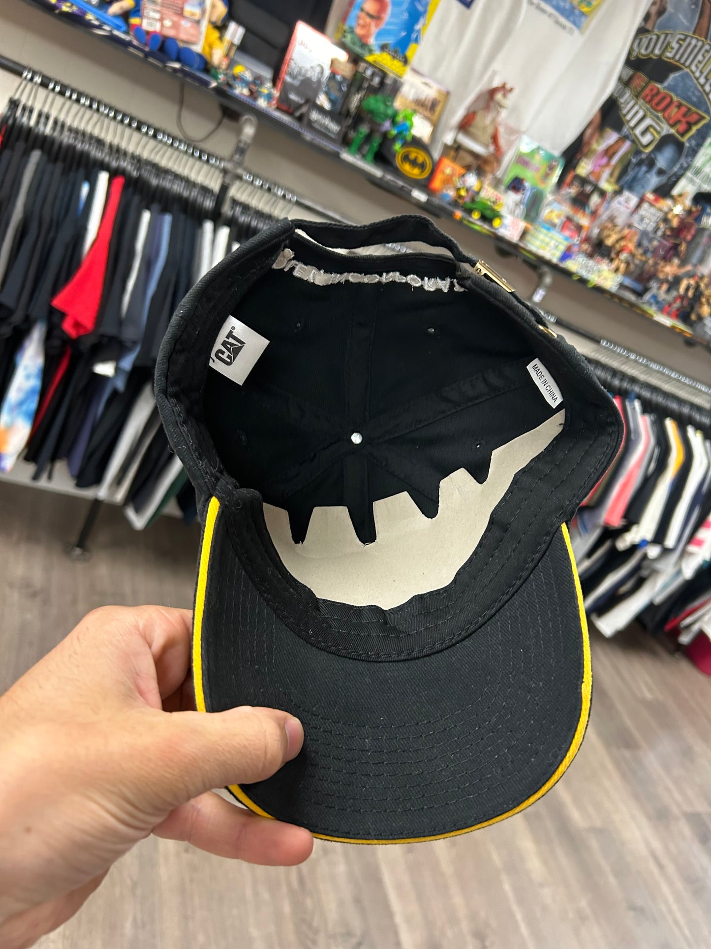 CAT Caterpillar Construction Embroidered Logo Strap Back Hat Adult OSFA Black