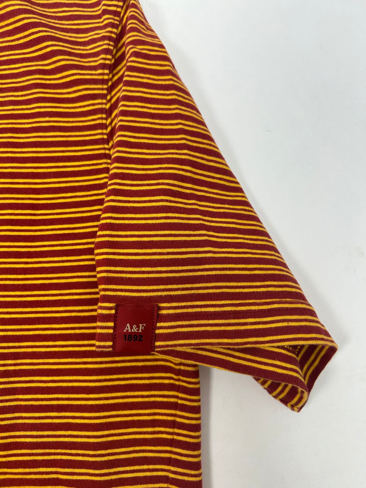 Yellow & Red Abercrombie Striped Polo Medium