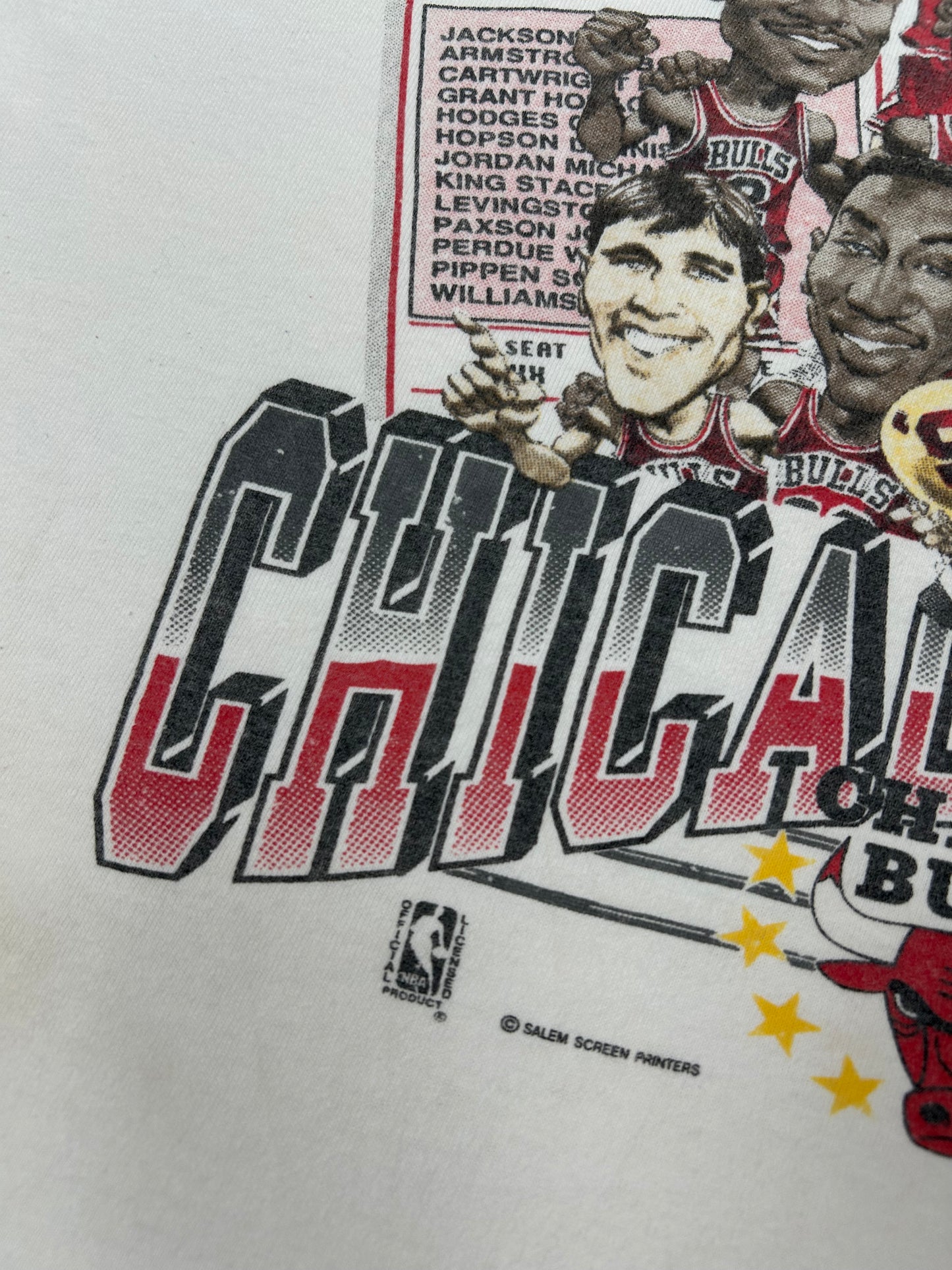 Vintage Chicago Bulls 1991 NBA Champs Caricature Team Salem Sportswear Sleeveless Chopped Tank Top Tee Medium/Small Fit