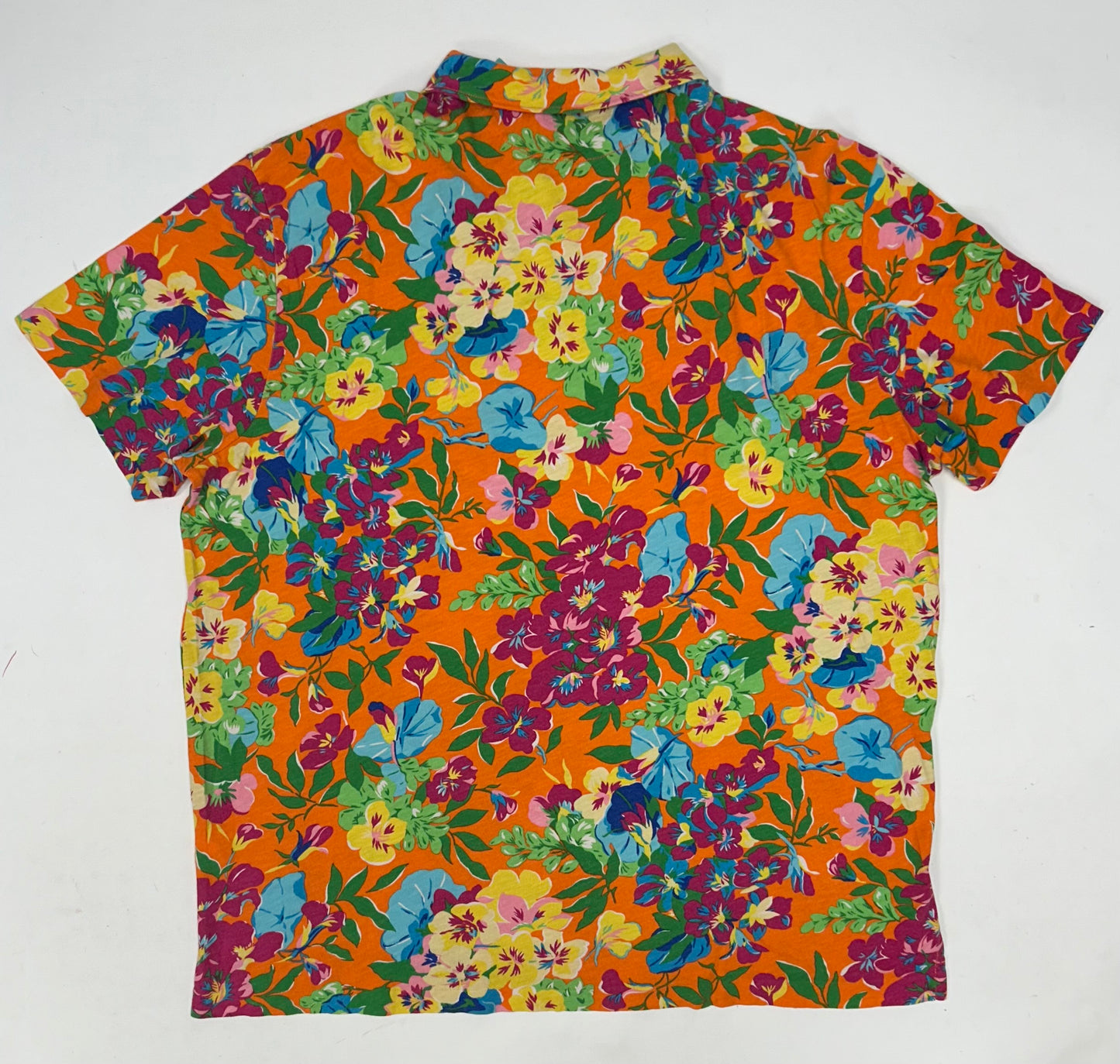 Vintage Polo Ralph Lauren Floral Pattern Hawaiian Polo Shirt XL Orange PCO-22W