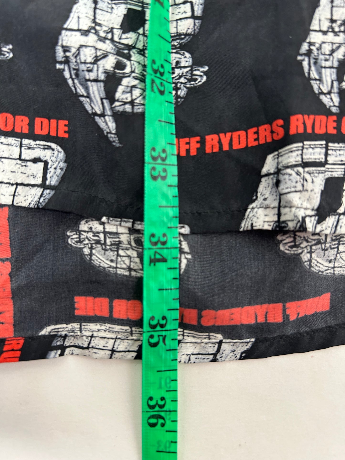 Vintage Ruff Ryders Ryde Or Die Button Up Silk All Over Print DMX Rap Tee XL/2XL 27.5x33.75/35.5 Inches