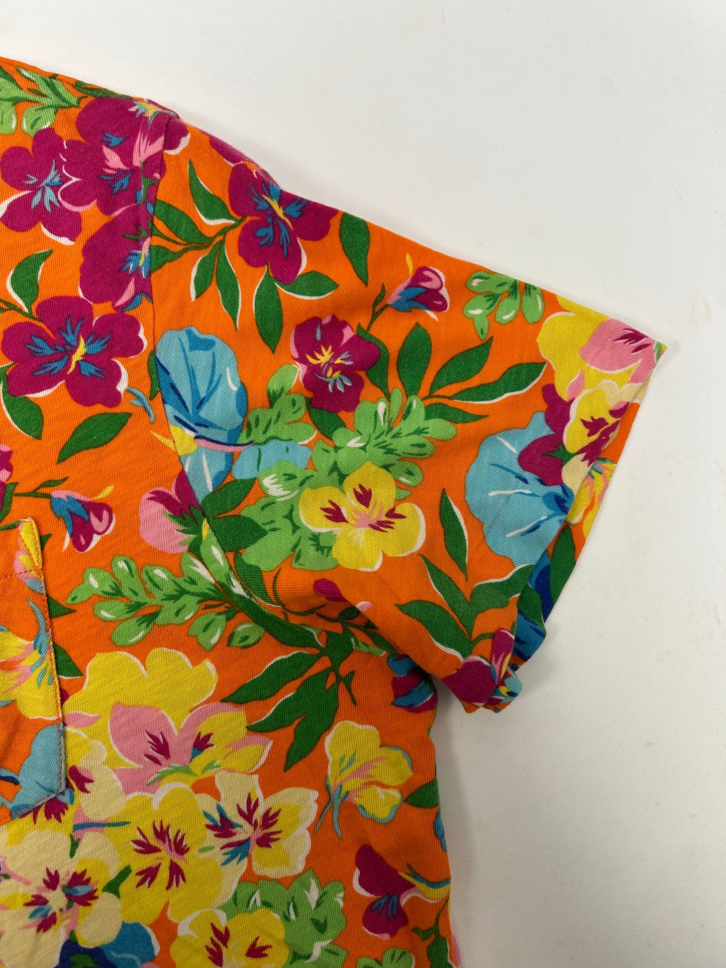 Vintage Polo Ralph Lauren Floral Pattern Hawaiian Polo Shirt XL Orange PCO-22W