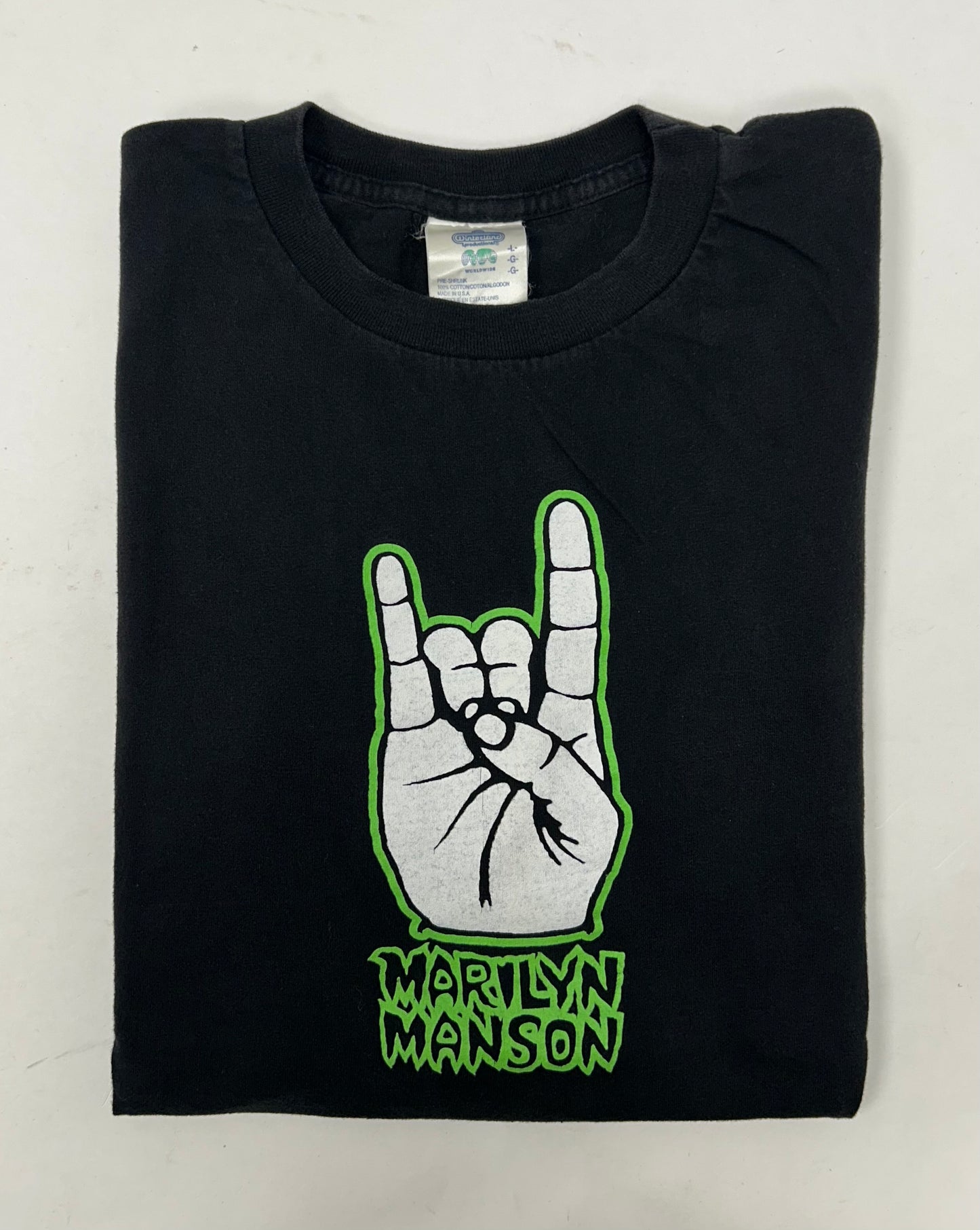Vintage Marilyn Manson We Hate Love We Love Hate Music Tee 1995 Winterland Large 21.75x27 Inches