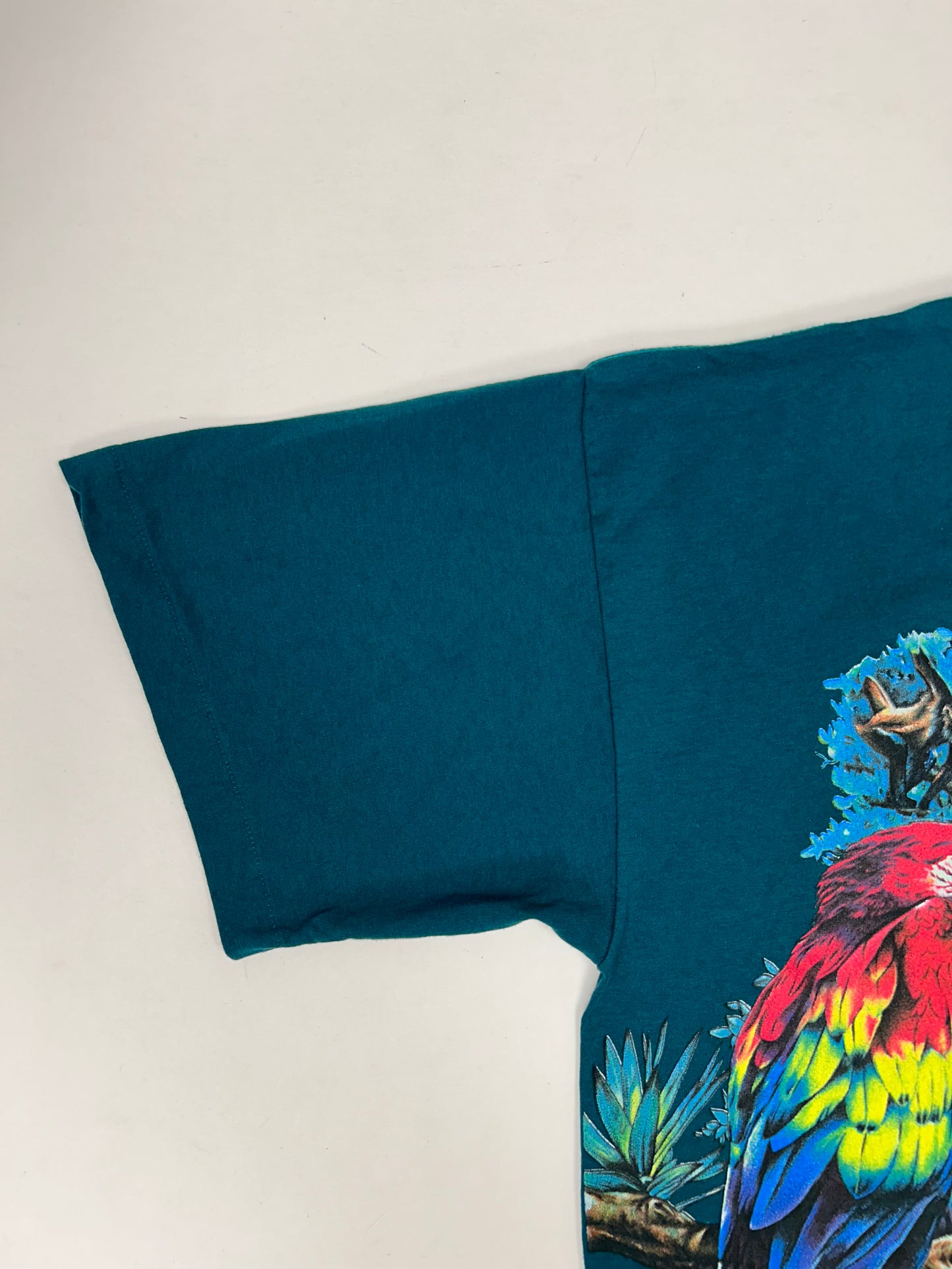 Vintage Bronx Zoo Habitat Rainforest Animal All Over Print Blue T Shirt 90s NYC XL 23.75x31 Inches