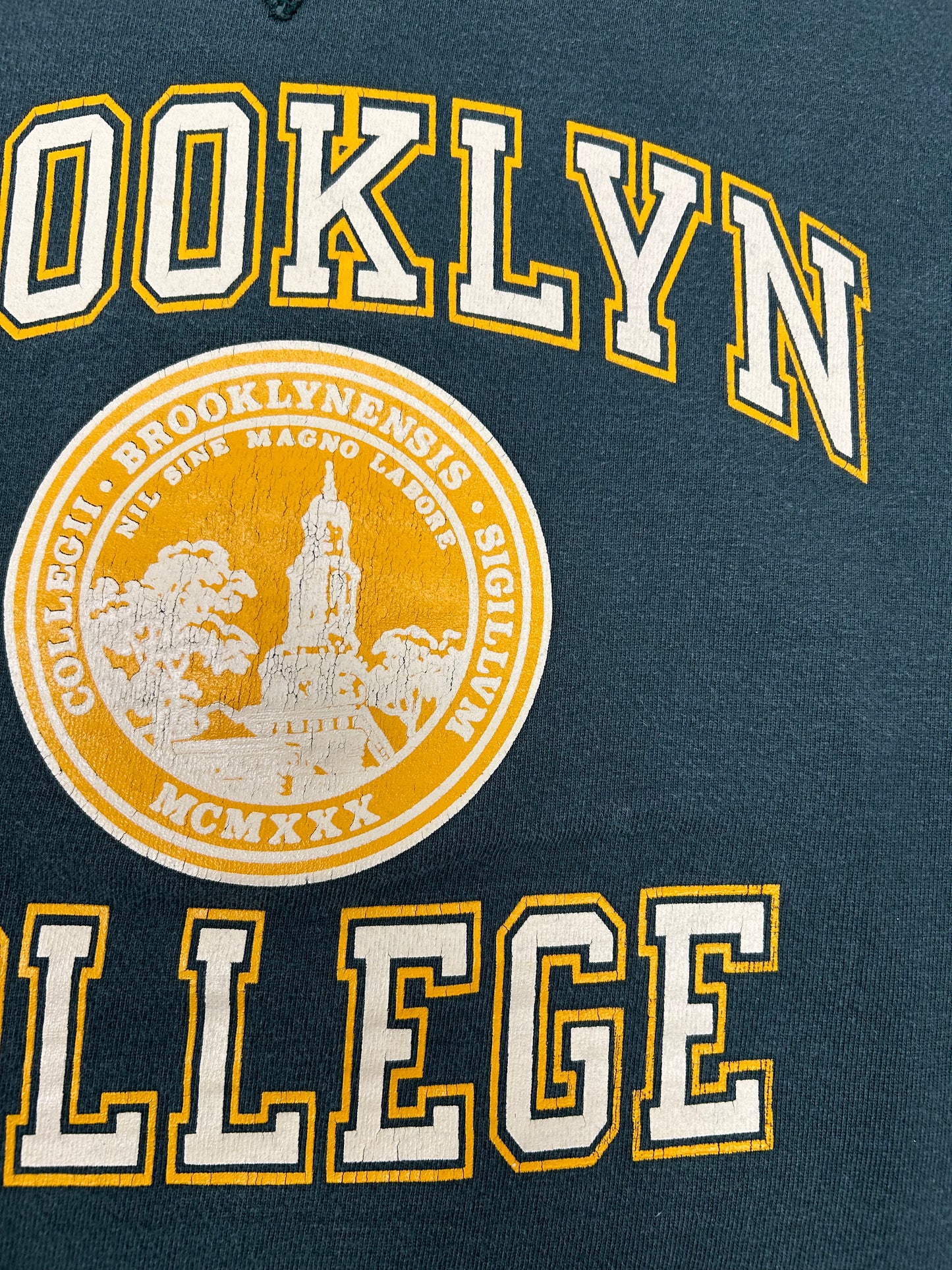 Vintage Brooklyn College Champion Sweatshirt USA Green 95/5 M/L Fit 22.25x27 Inches 90s