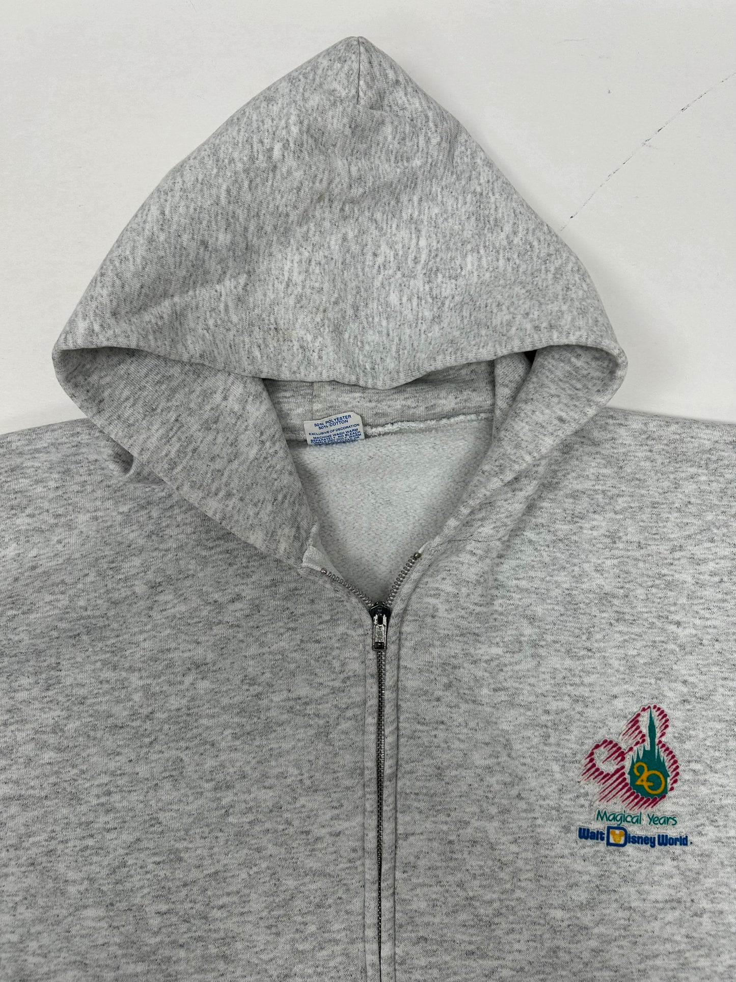 Vintage Walt Disney World 20 Magical Years Sweatshirt Zip Up 22.5x26.5 Inches