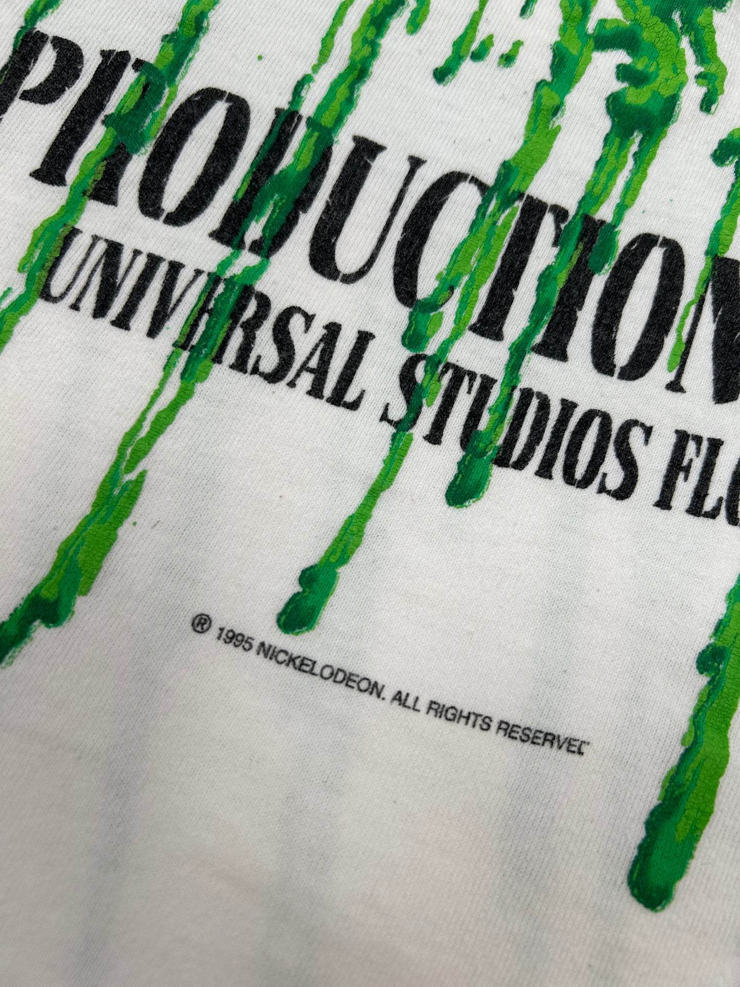 Vintage Nickelodeon Studios Production Dept. Universal Studios Slime Tee Large 22.5x28.75 Inches
