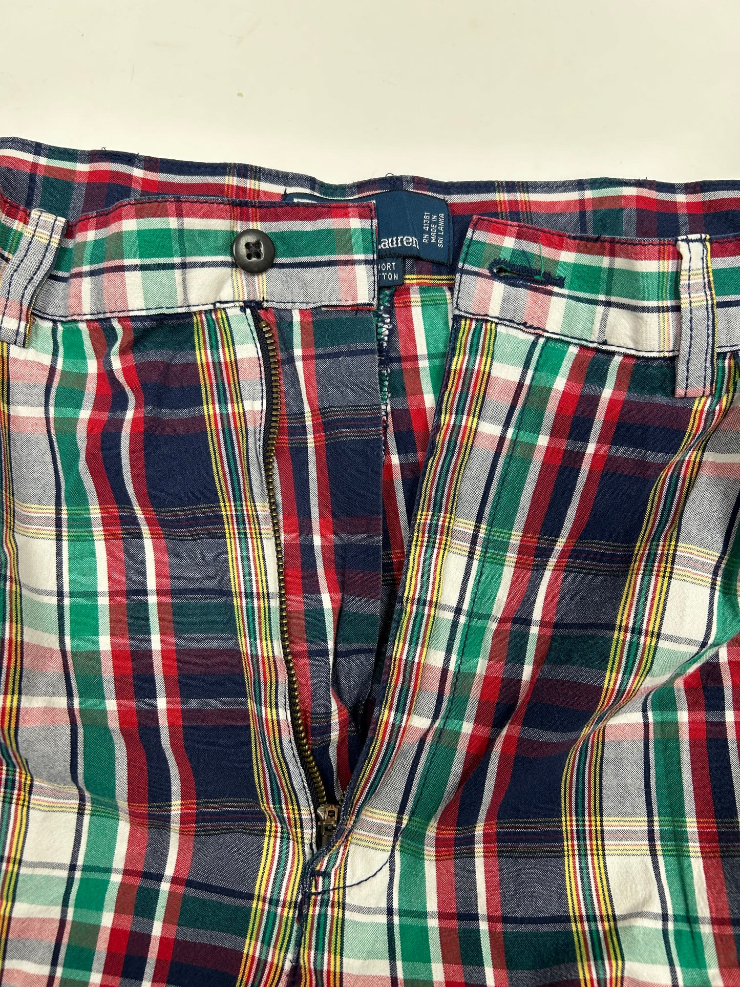 Polo Ralph Lauren Men's Check Blue Pockets Plaid Tyler Shorts Tagged 34”