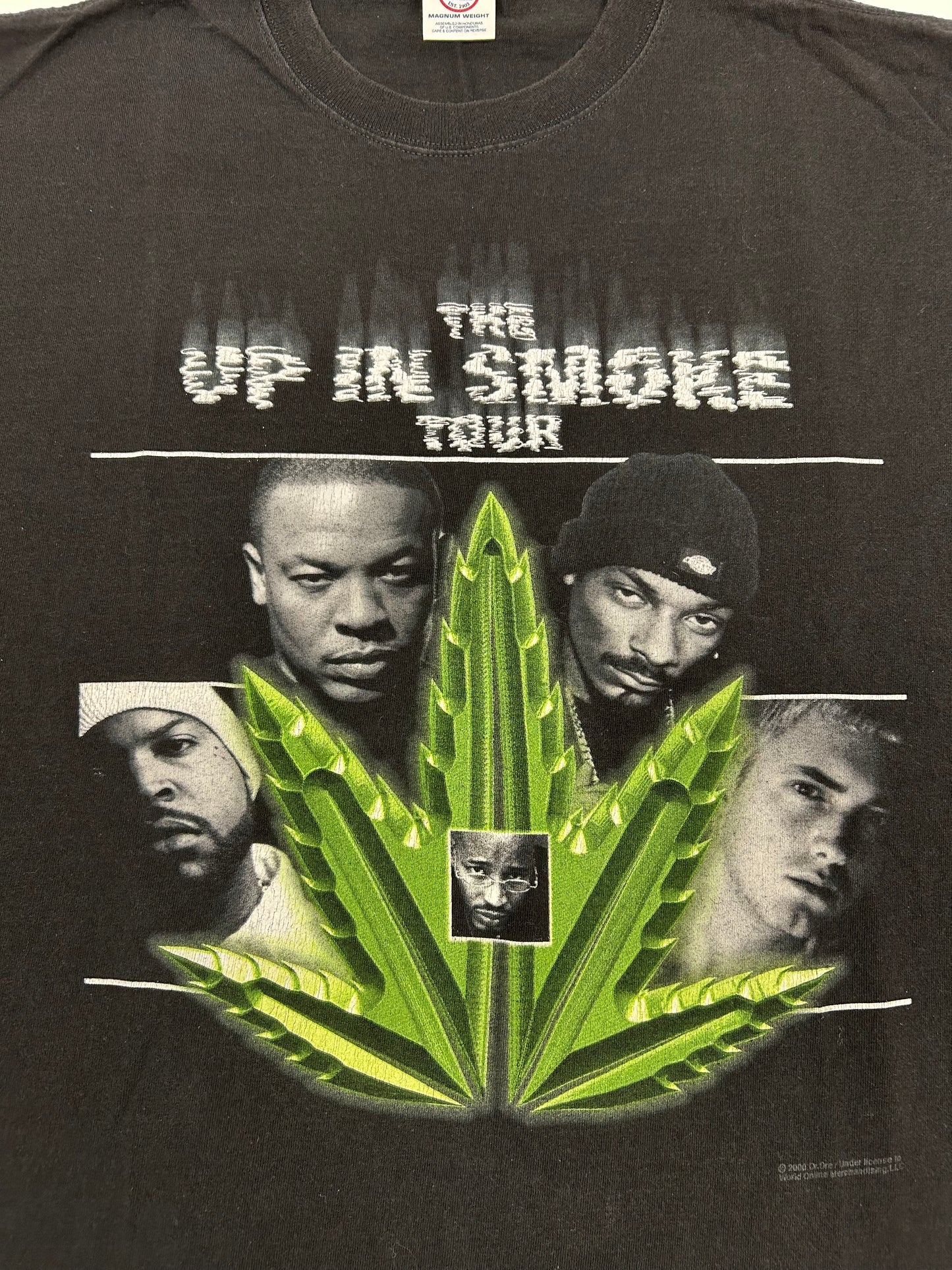 Vintage Up in Smoke Tour 2000 Snoop Dog Eminem Dr Dre Ice Cube Warren G. Rap Music Tee Large 22.5x28.25 Inches