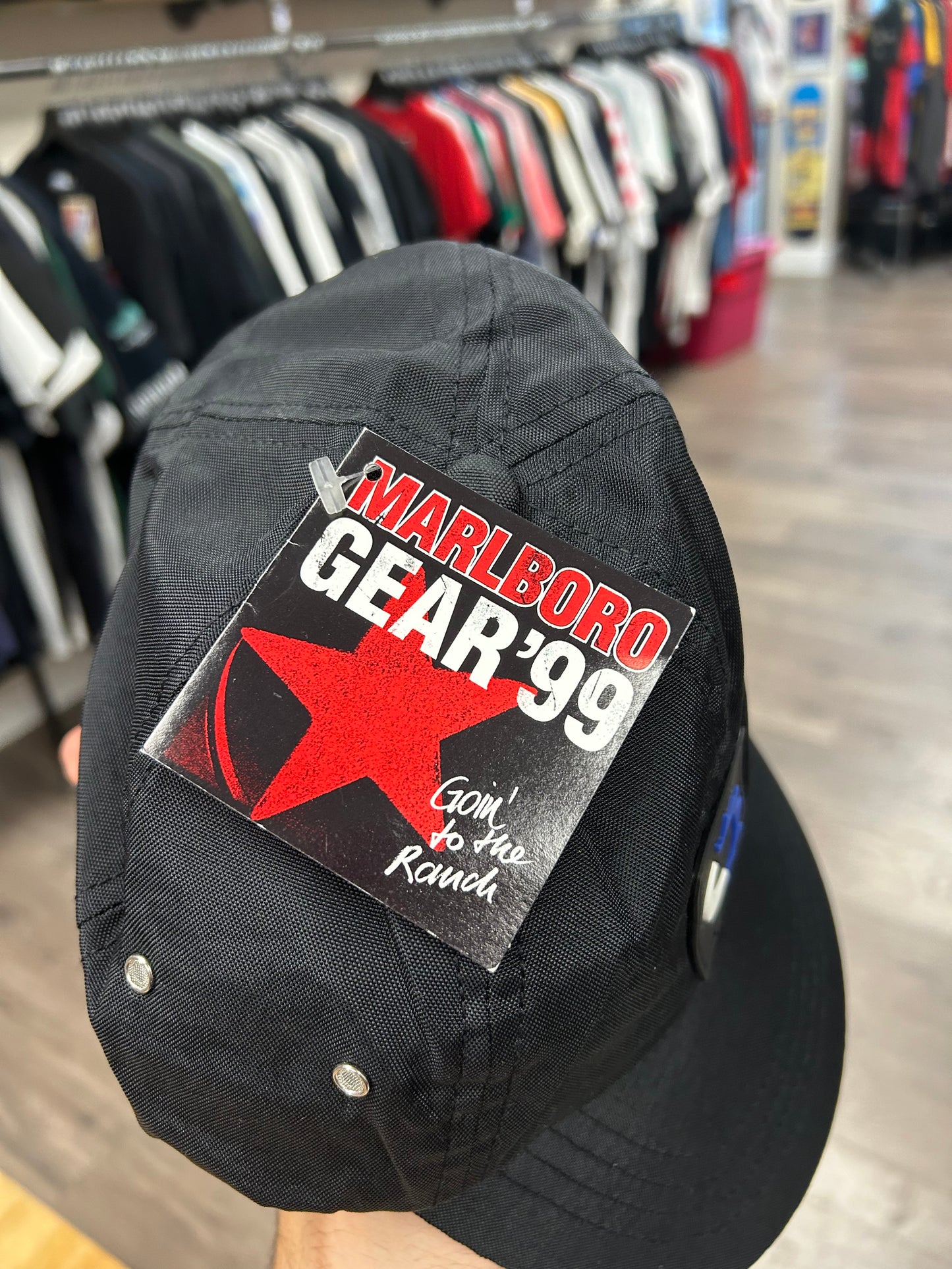 Vintage MARLBORO Hat Cap Strap Back Black Goin To The Ranch Sun Moon 90s NWT NEW