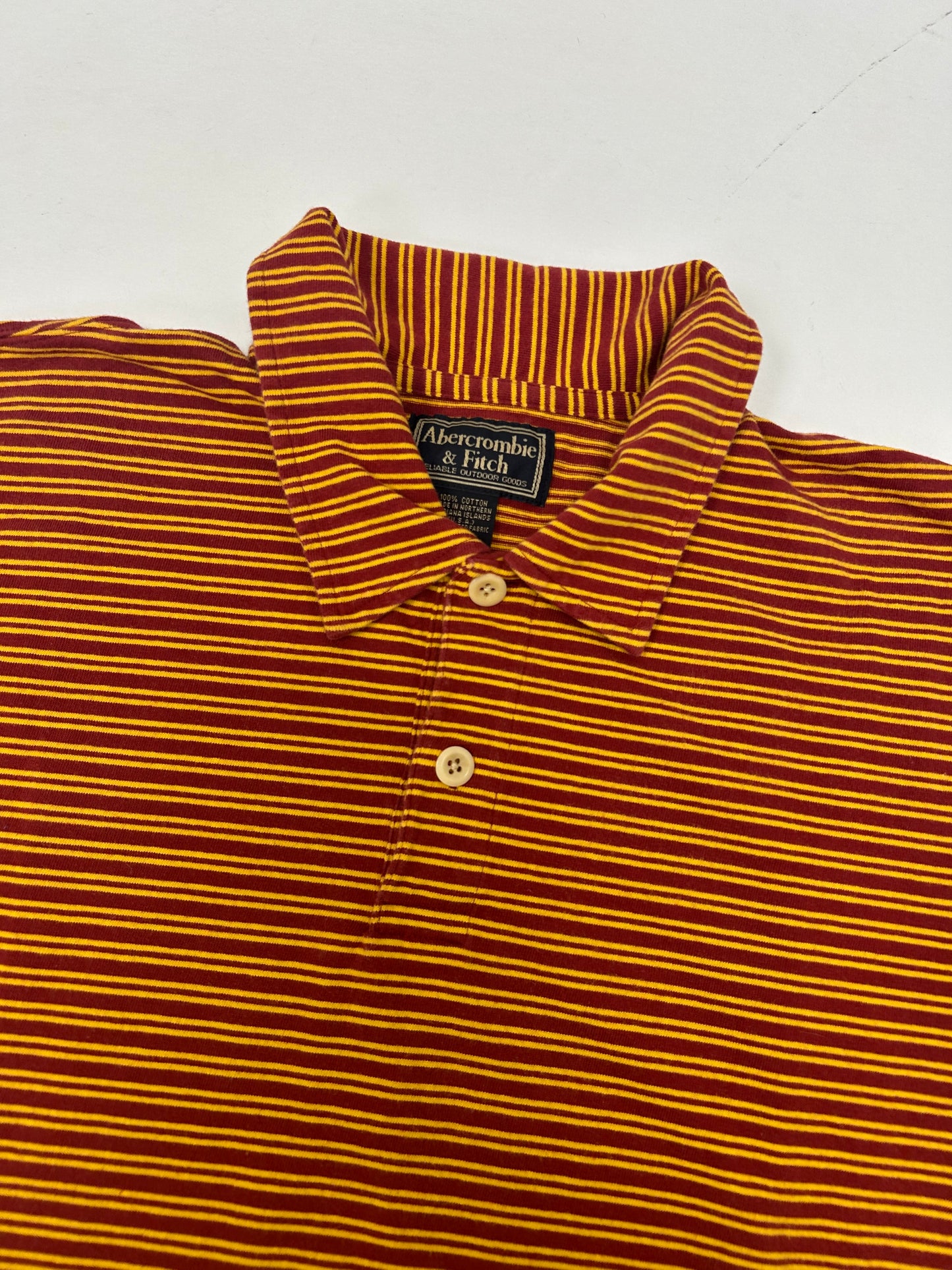 Yellow & Red Abercrombie Striped Polo Medium