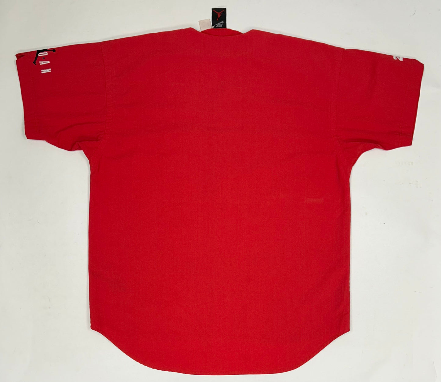 Vintage Nike Air Jordan 'Spellout Logo' Baseball Jersey Red 1991 Rare XL/L Fit