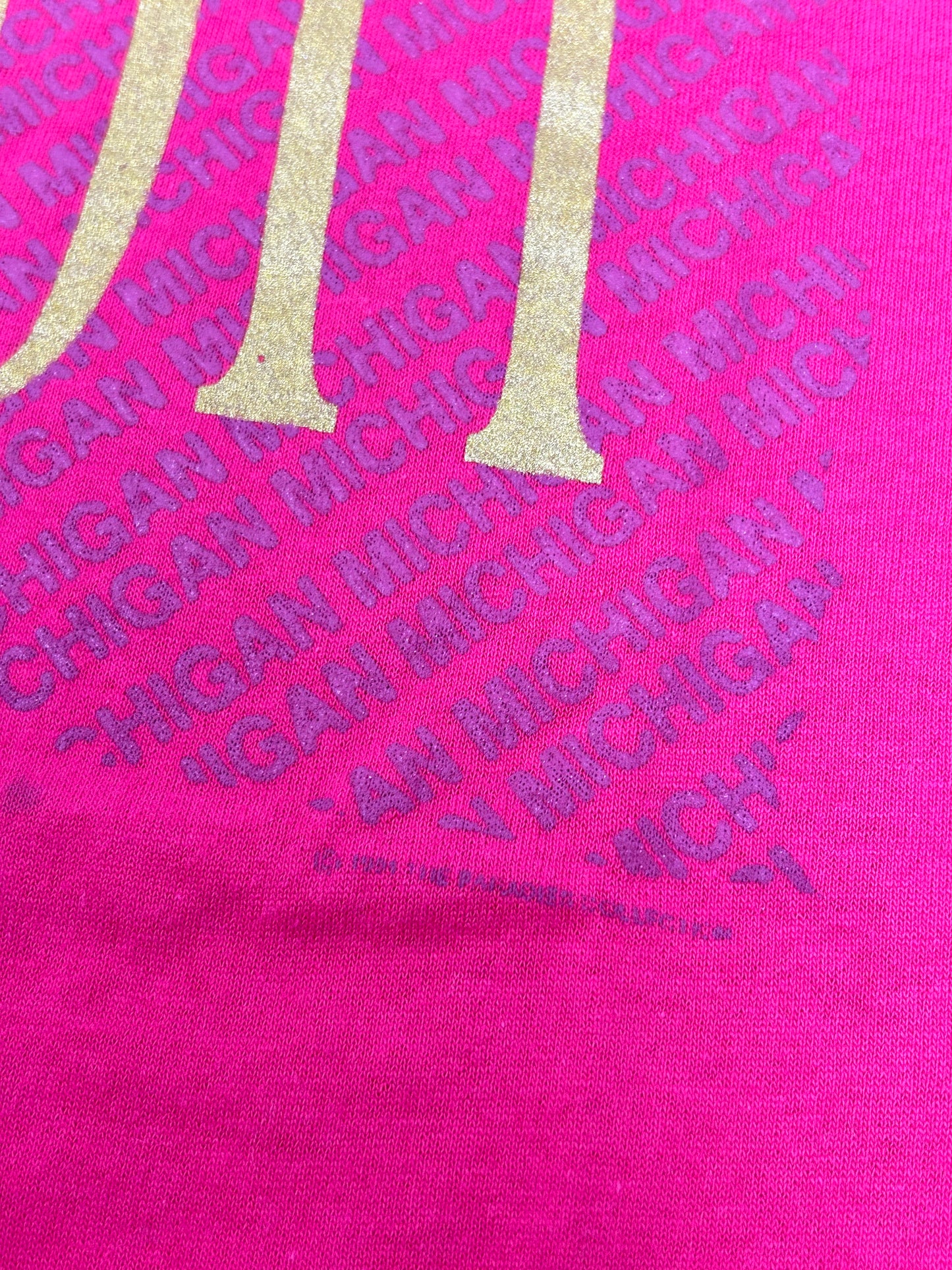 Vintage Detroit Michigan Destination Tee Pink Jerzees Tag 50/50 Blend USA Large Fit 21.5x28.5 Inches