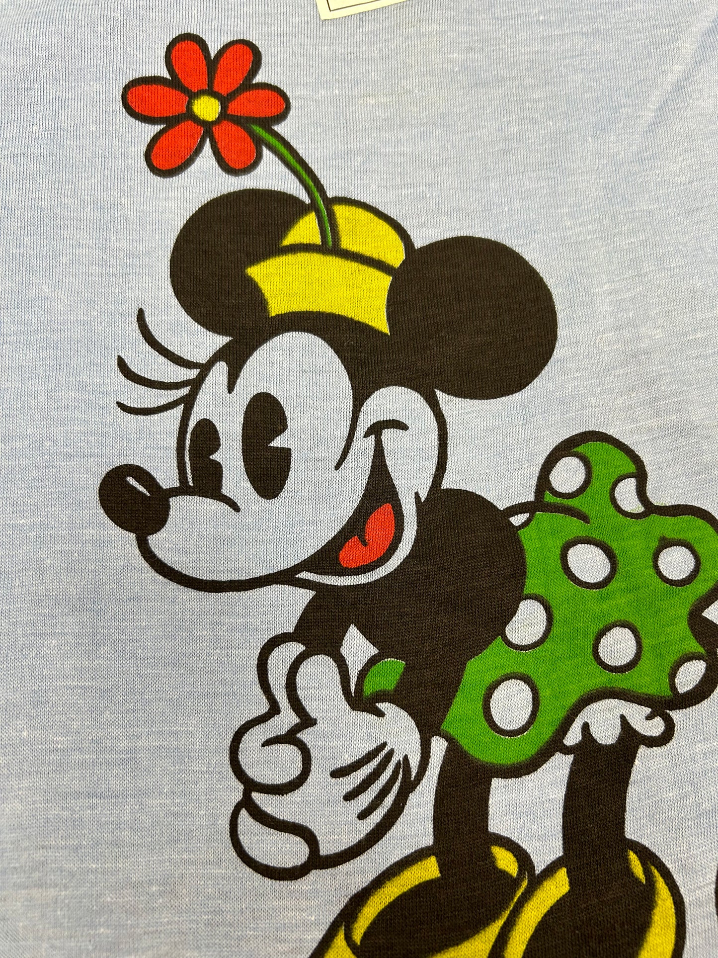 Vintage 70s Tropix Togs Double Sided Minnie Mouse Single Stitch Tagged Large Fits Medium 19.75x29.5 Inches Blue New