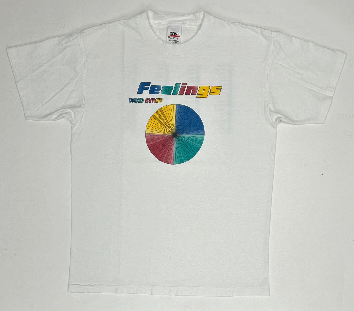 Vintage David Byrne Feelings Chart Album Promo Tee 90s Music Shirt Large/Medium 21x28.25 Inches