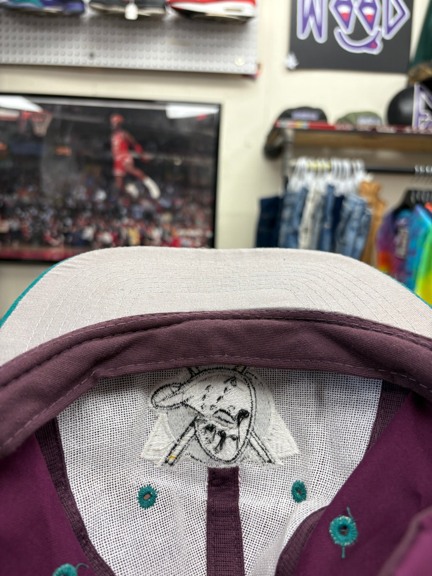 Vintage 90s Anaheim Mighty Ducks Hat Purple Snapback Disney Store