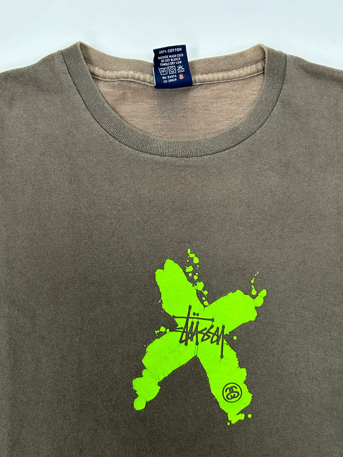 Vintage 90s Stussy DX Green X Degeneration X Style Graphic WWF Tee Large 21.25x27.5 Inchee USA