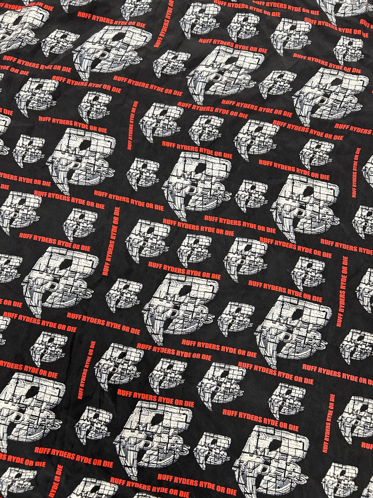 Vintage Ruff Ryders Ryde Or Die Button Up Silk All Over Print DMX Rap Tee XL/2XL 27.5x33.75/35.5 Inches