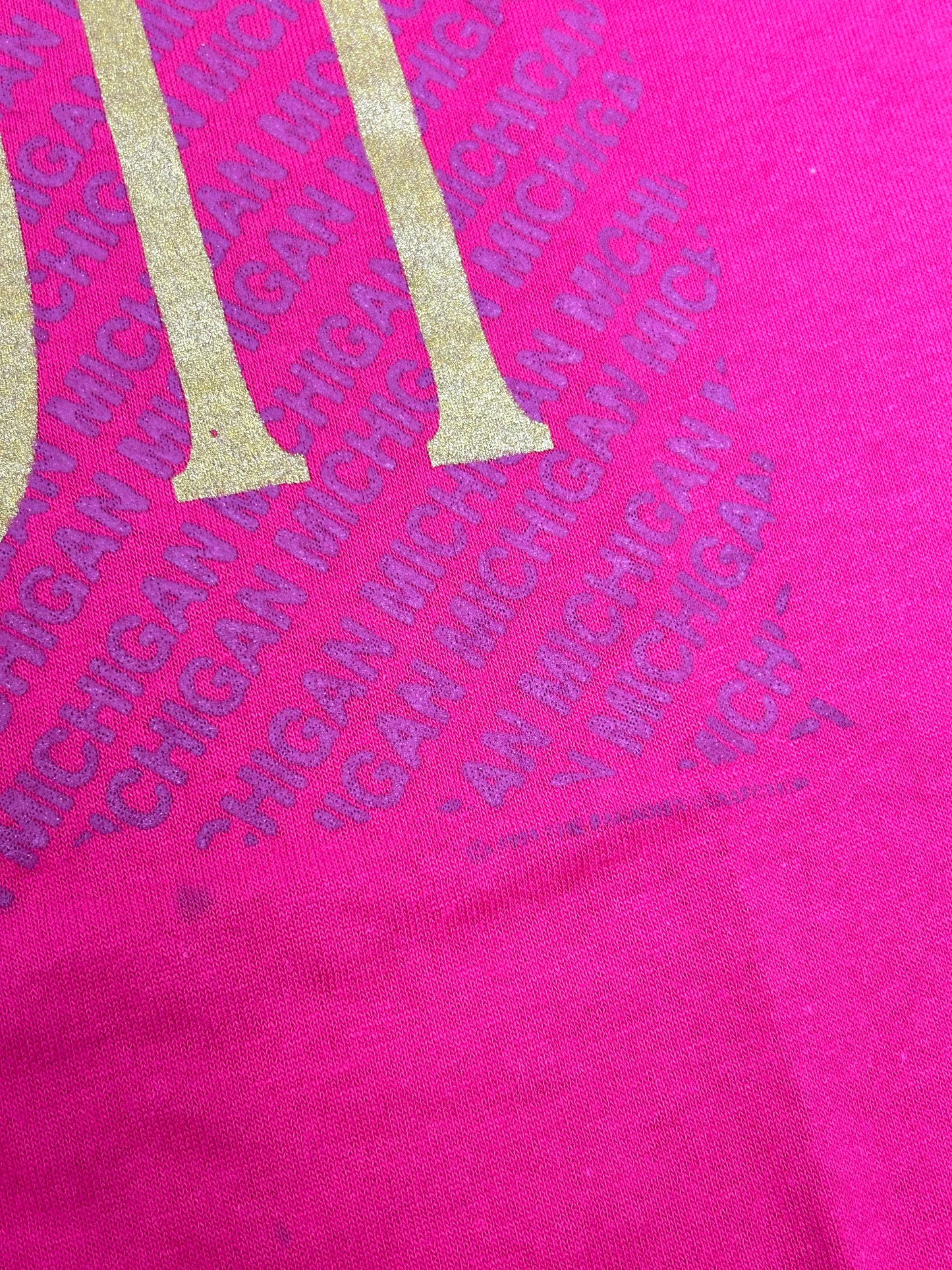 Vintage Detroit Michigan Destination Tee Pink Jerzees Tag 50/50 Blend USA Large Fit 21.5x28.5 Inches