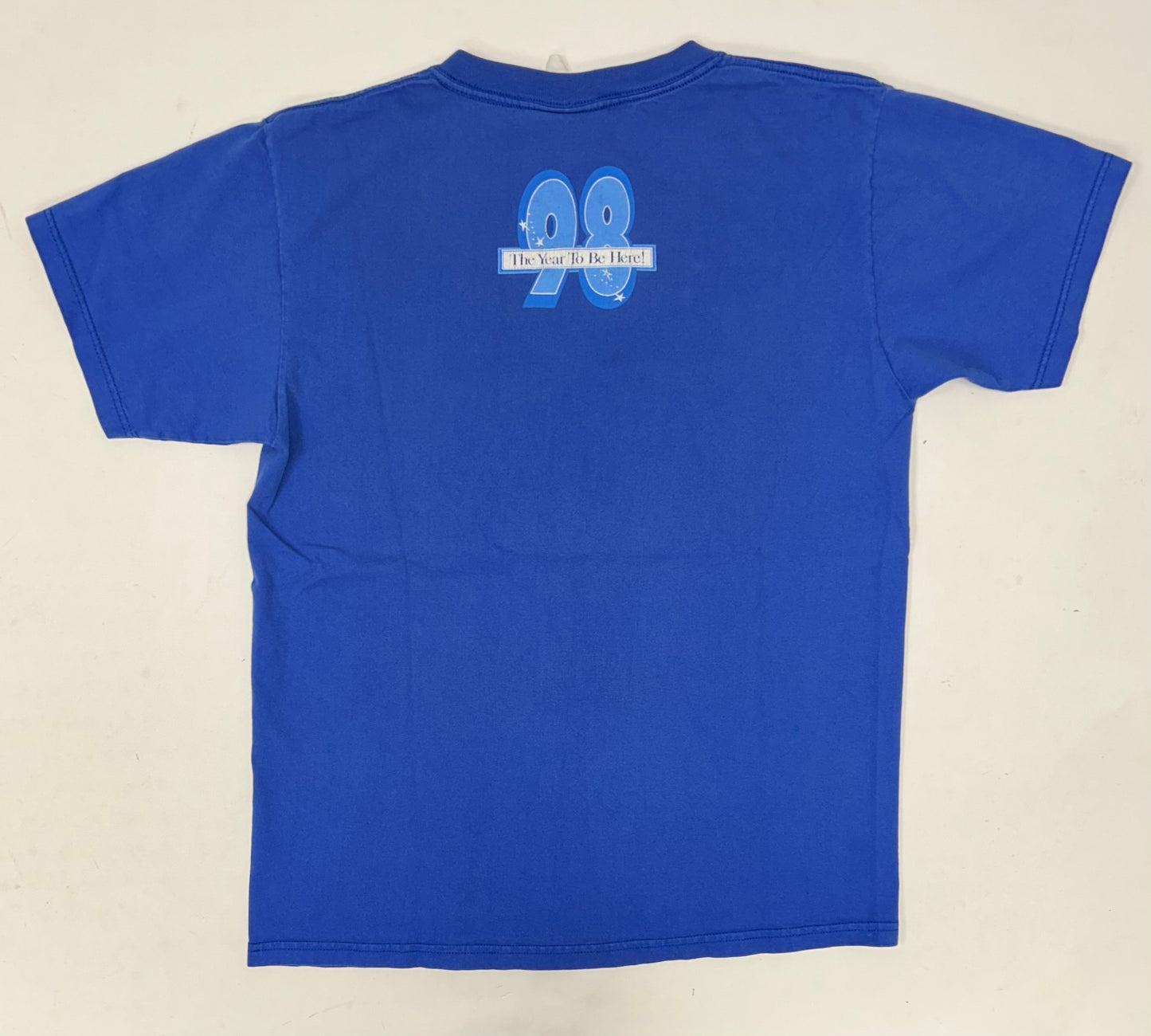 Vintage Walt Disney World Mickey Mouse 98 Wizard 1998 T Shirt Blue Medium 20.25x27.25 Inches As Is