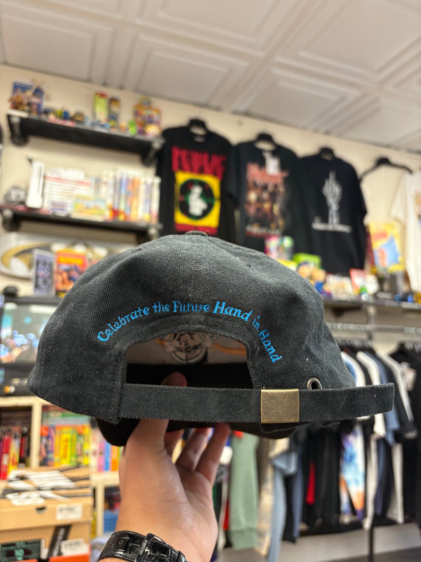 Vintage Walt Disney World 2000 Black Dad Hat “Celebrate the Future hand in hand”