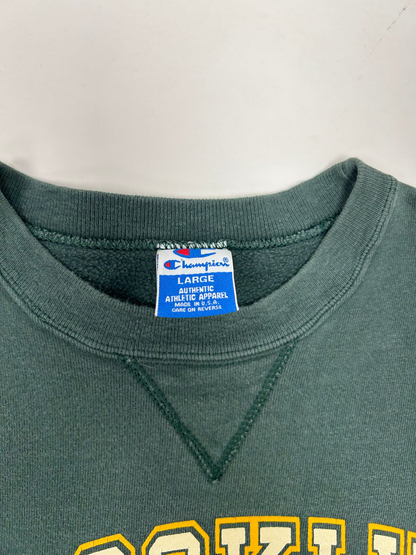 Vintage Brooklyn College Champion Sweatshirt USA Green 95/5 M/L Fit 22.25x27 Inches 90s